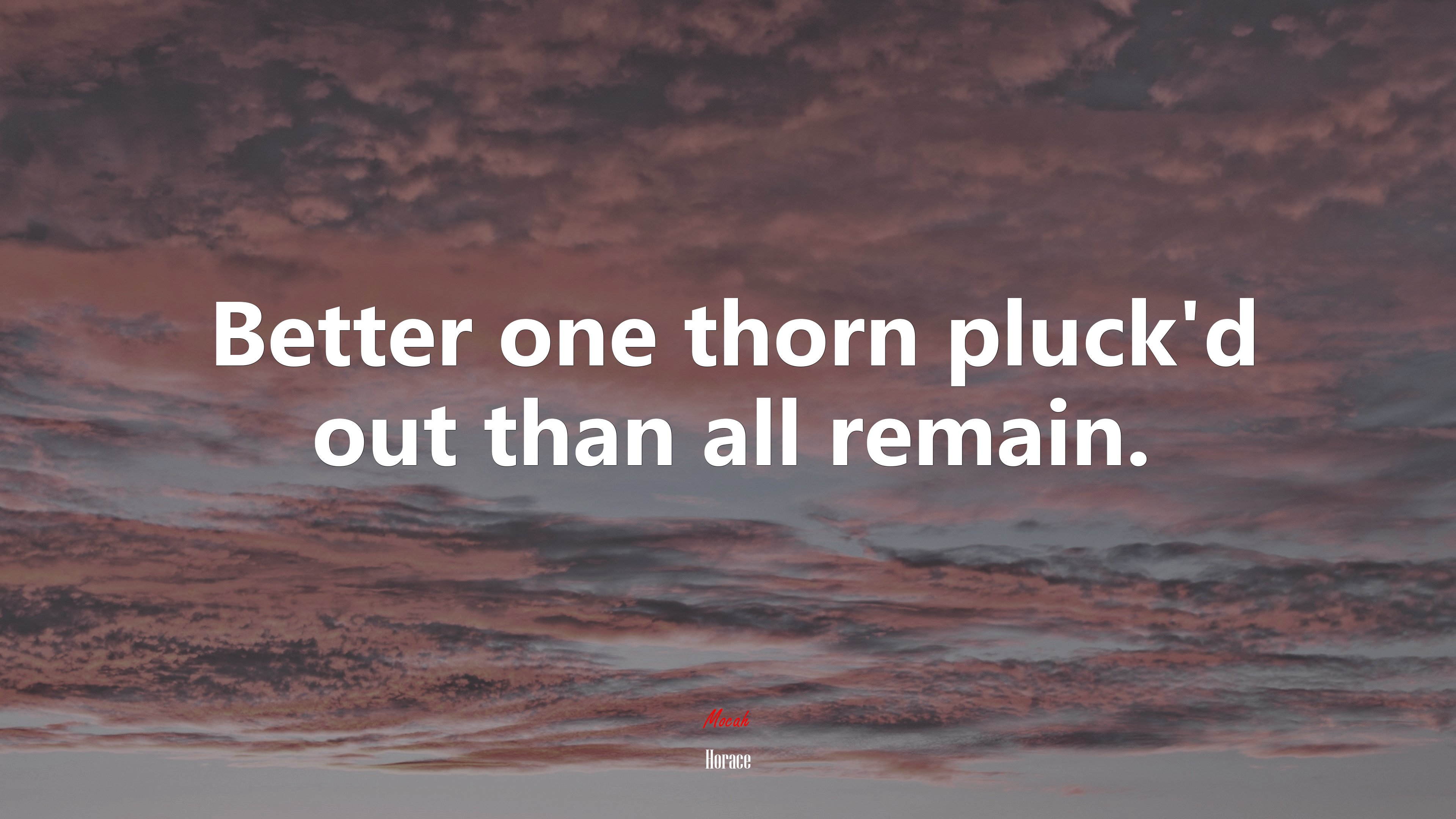 Better one thorn pluck’d out than all remain. | Horace quote HD Wallpaper