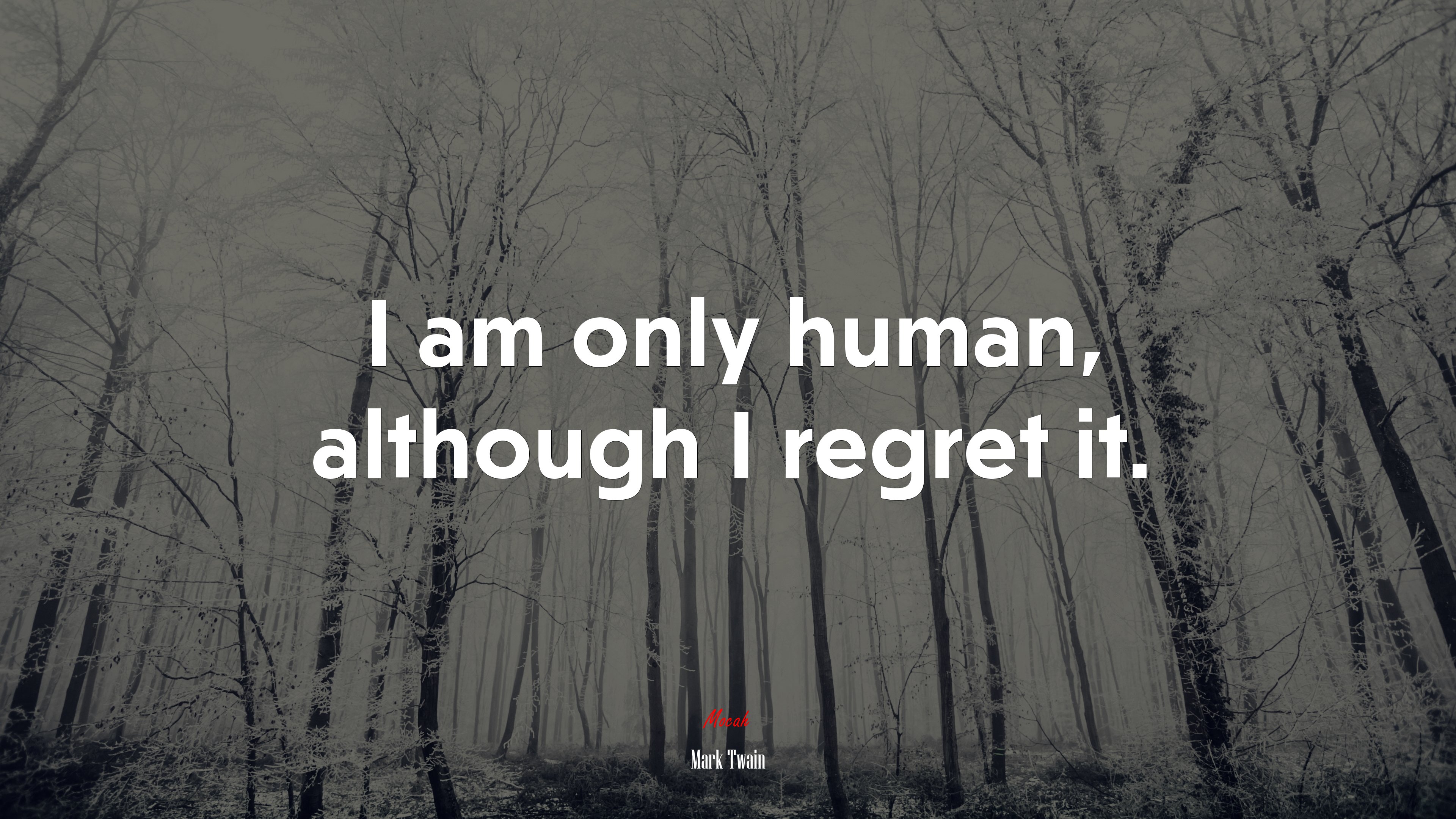 I am only human, although I regret it. | Mark Twain quote HD Wallpaper