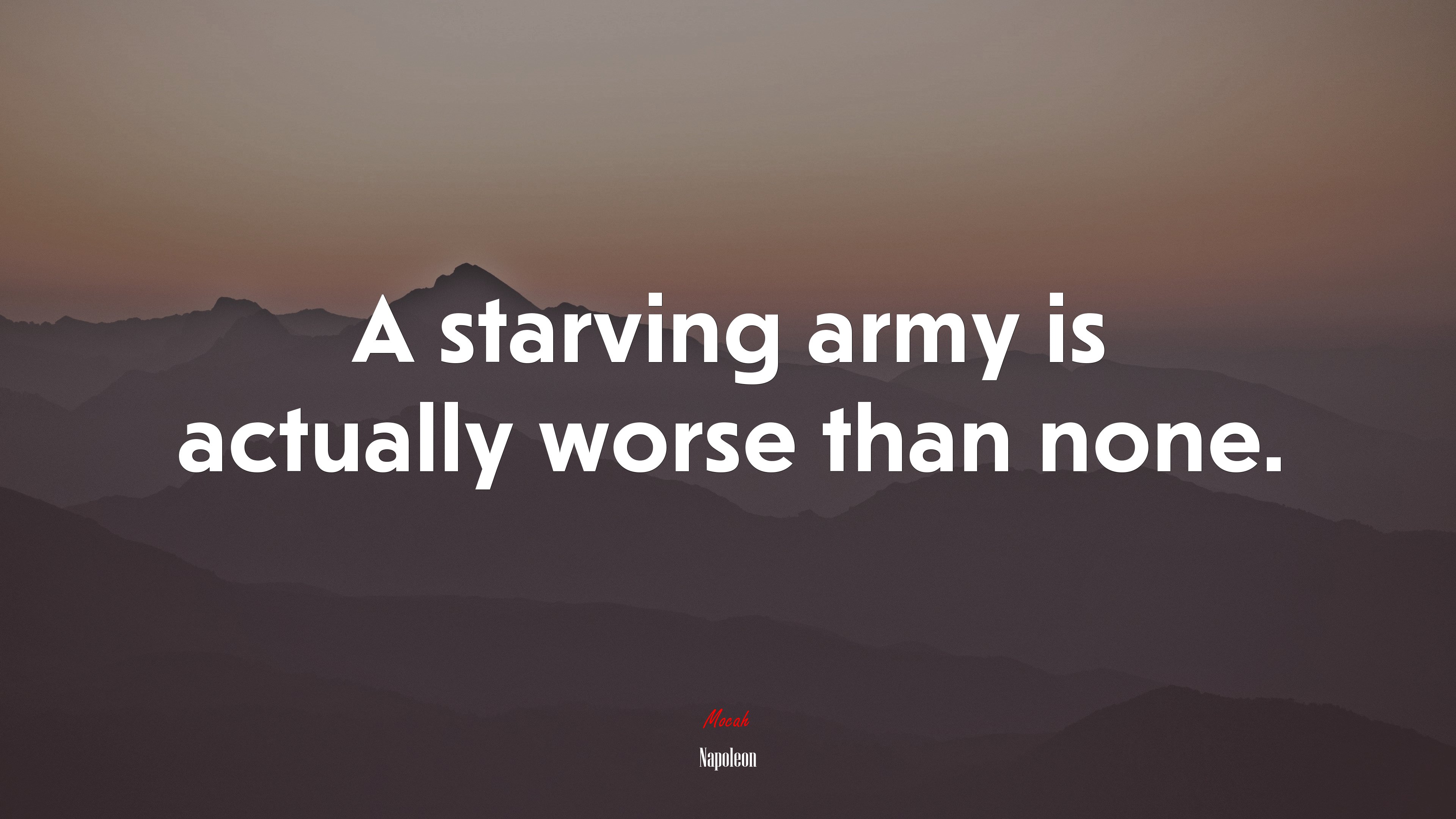 A starving army is actually worse than none. | Napoleon quote HD Wallpaper