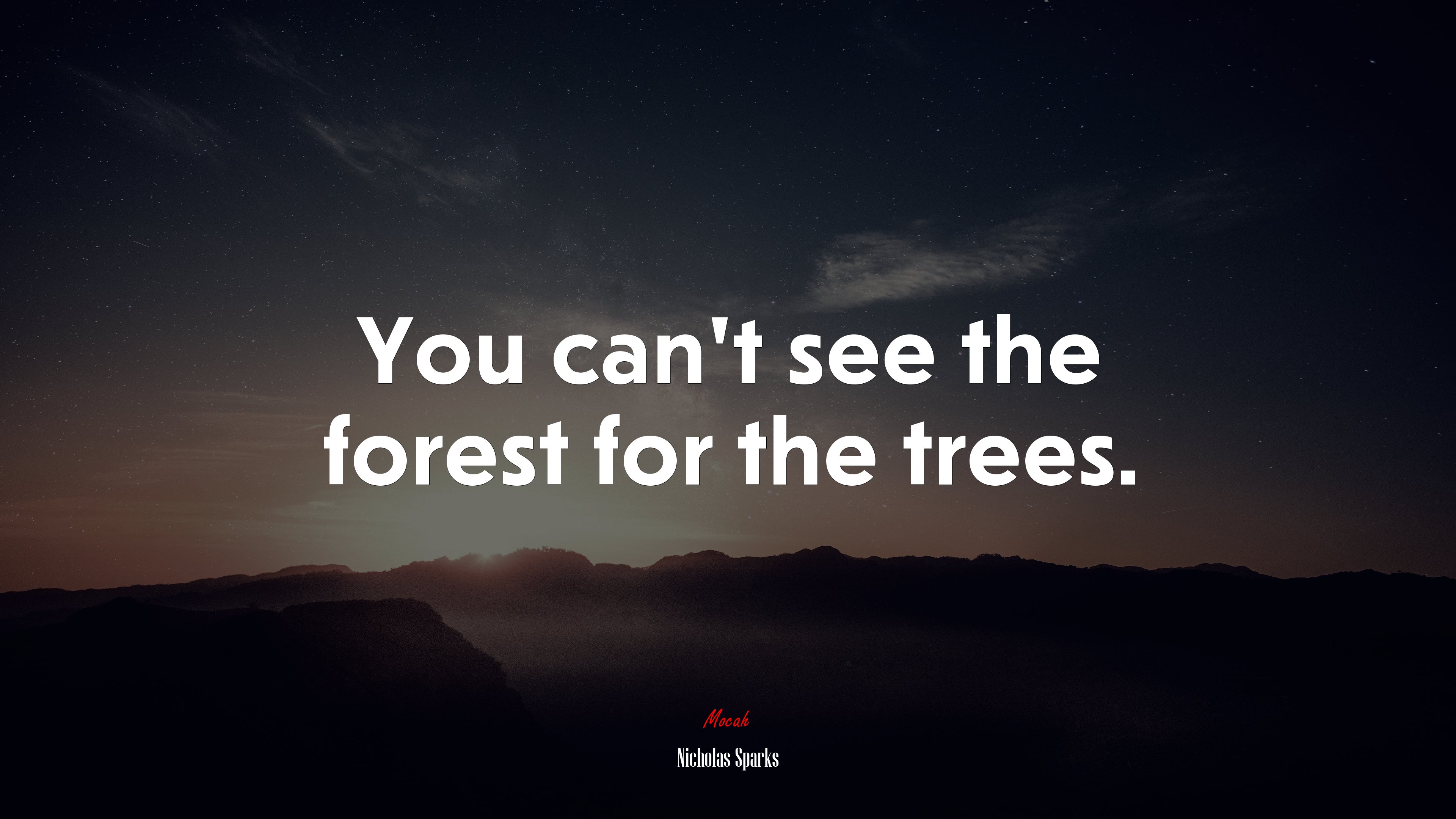 You can’t see the forest for the trees. | Nicholas Sparks quote HD Wallpaper