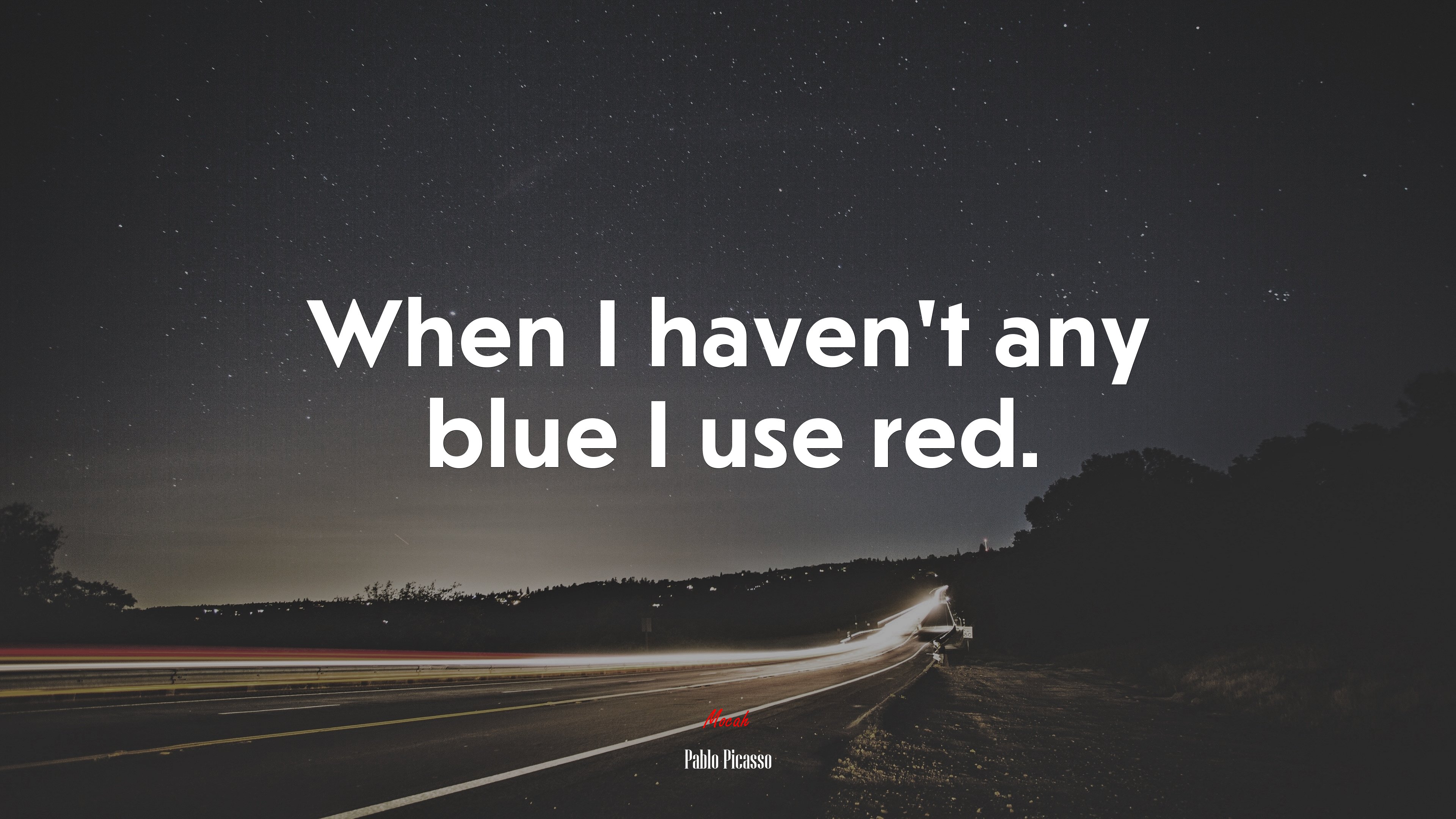 When I haven’t any blue I use red. | Pablo Picasso quote HD Wallpaper