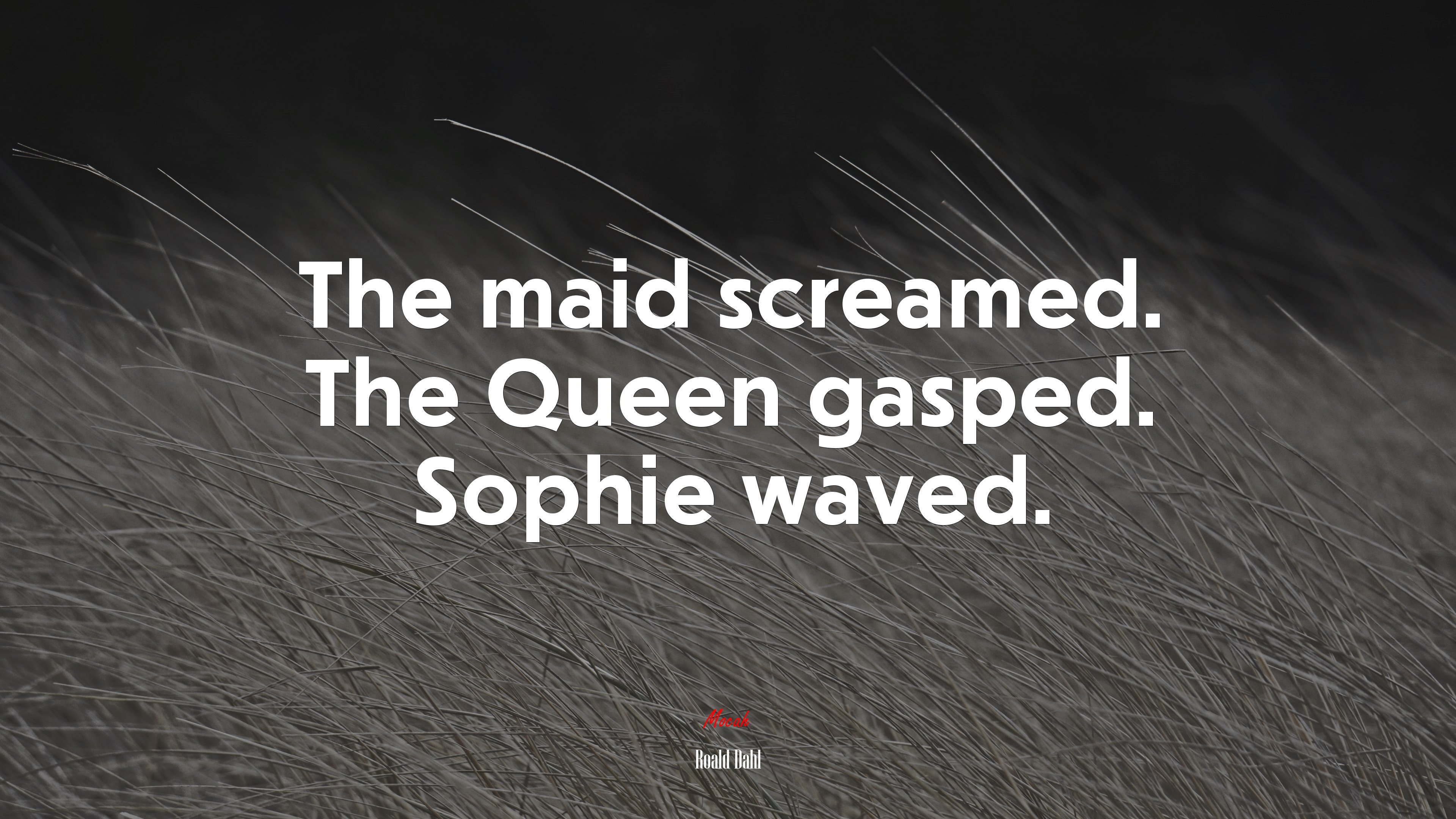 The maid screamed. The Queen gasped. Sophie waved. | Roald Dahl quote HD Wallpaper