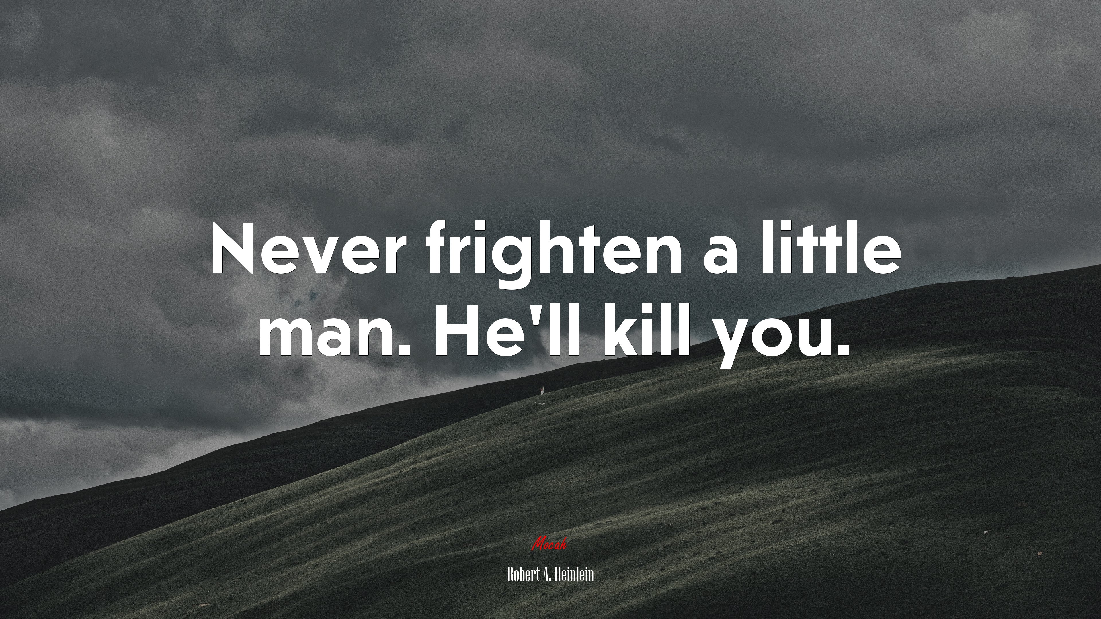 Never frighten a little man. He’ll kill you. | Robert A. Heinlein quote HD Wallpaper