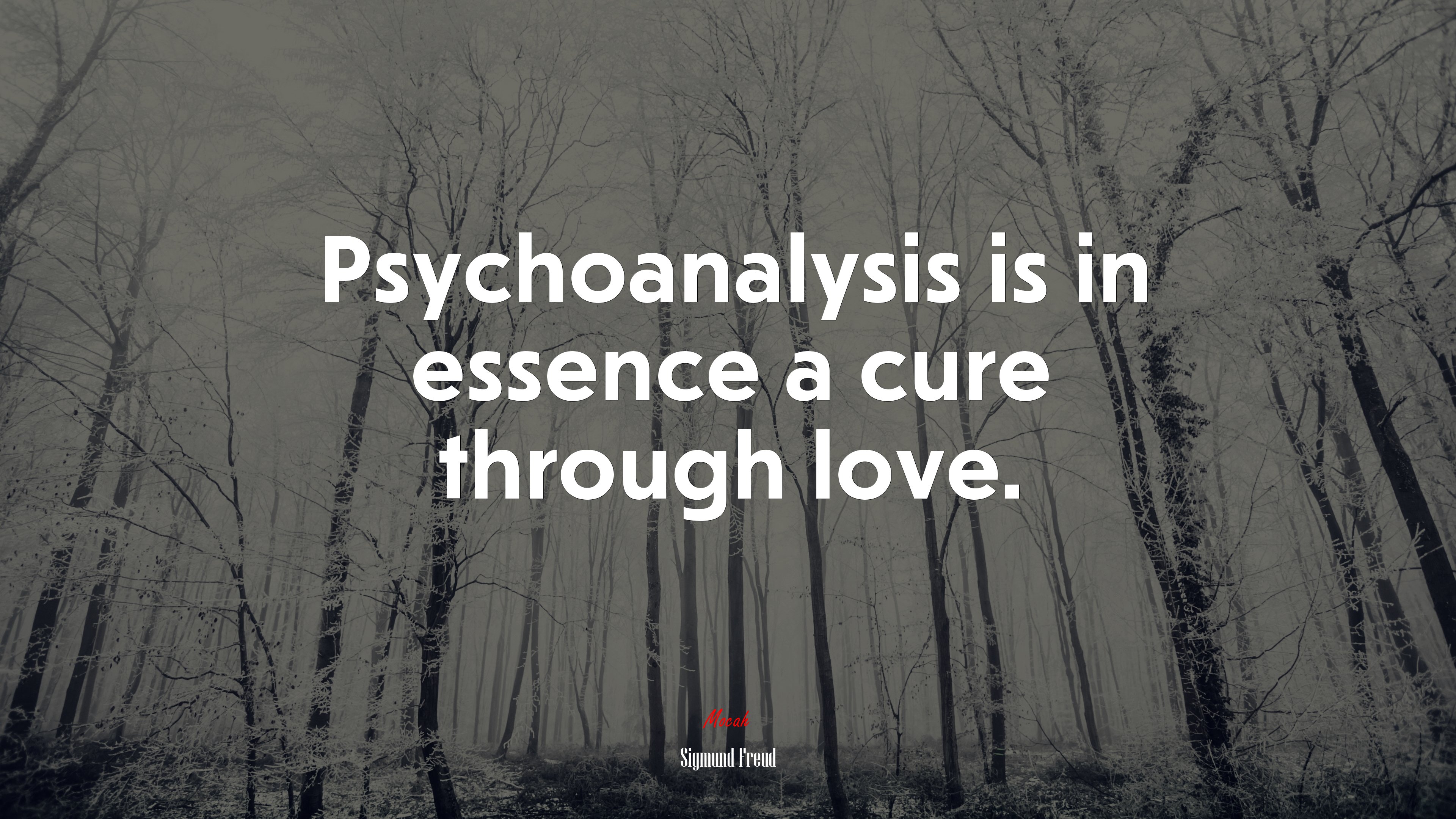 Psychoanalysis is in essence a cure through love. | Sigmund Freud quote HD Wallpaper