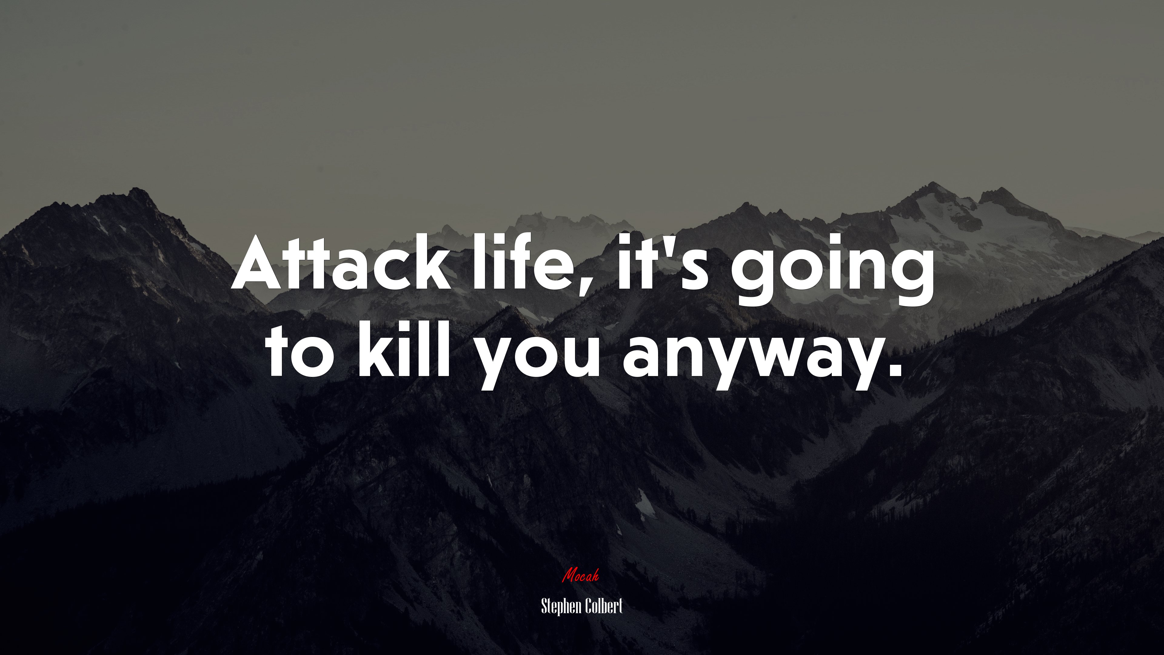 Attack life, it’s going to kill you anyway. | Stephen Colbert quote HD Wallpaper