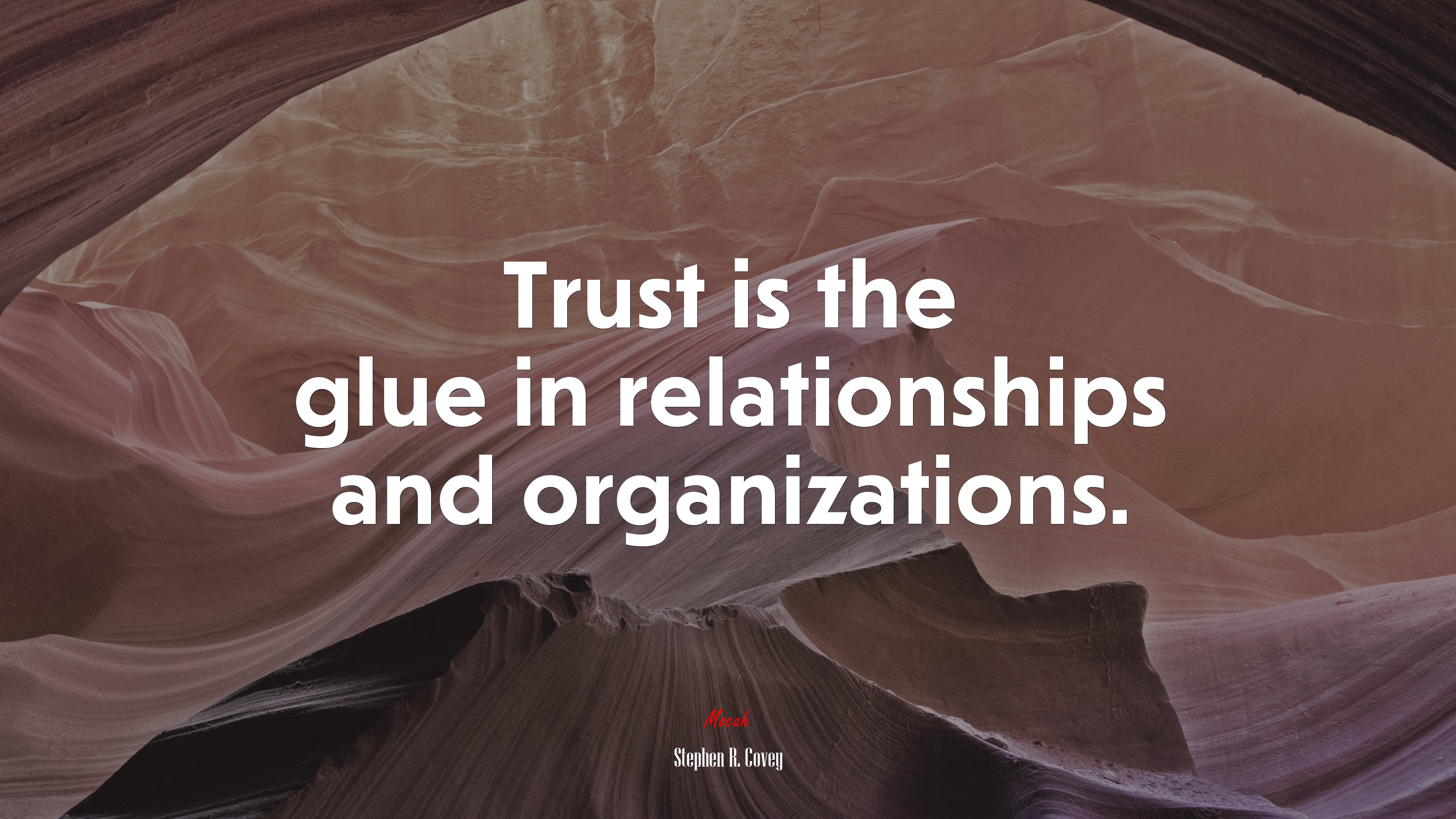 Trust is the glue in relationships and organizations. | Stephen R. Covey quote HD Wallpaper
