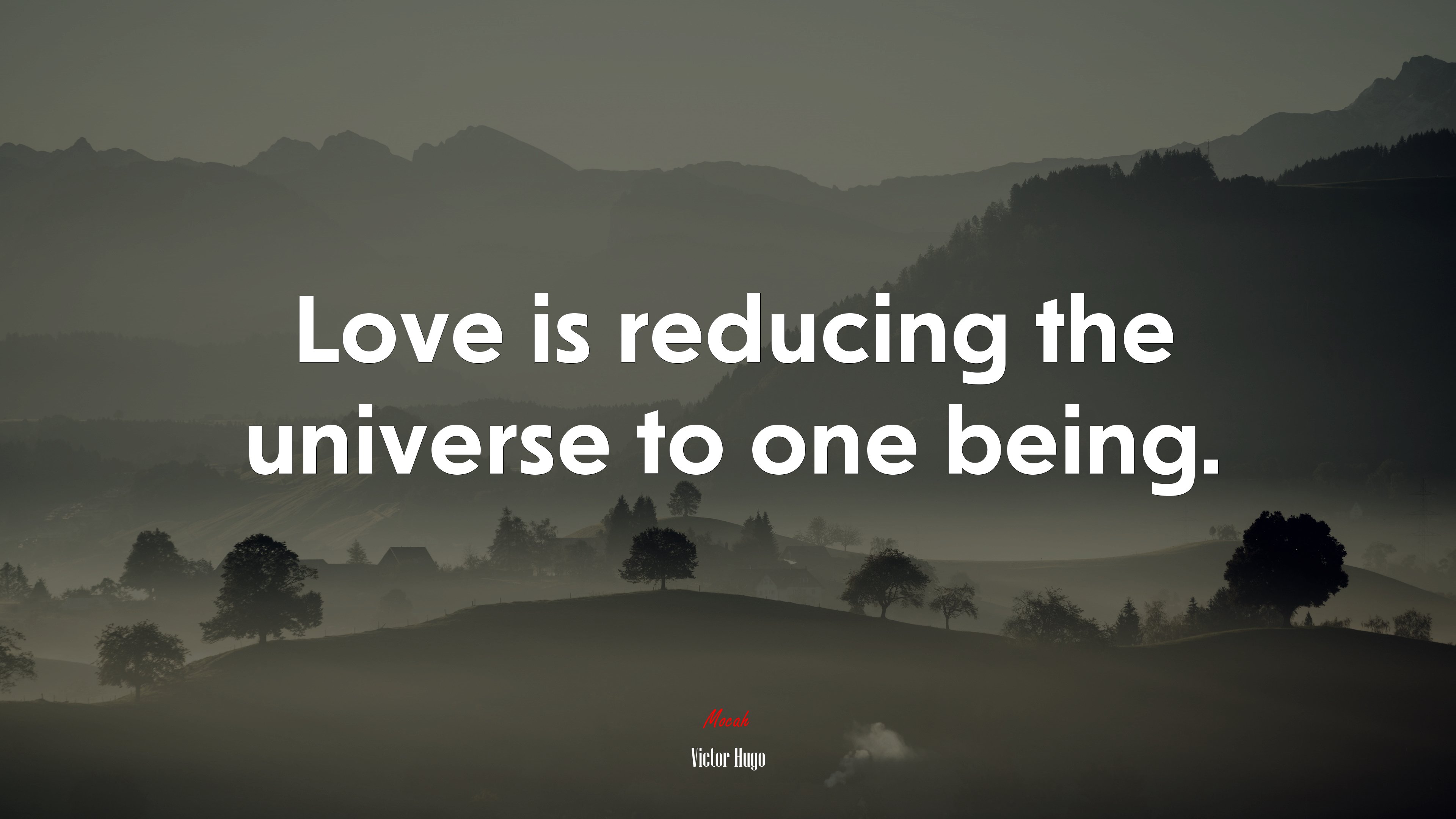 Love is reducing the universe to one being. | Victor Hugo quote HD Wallpaper