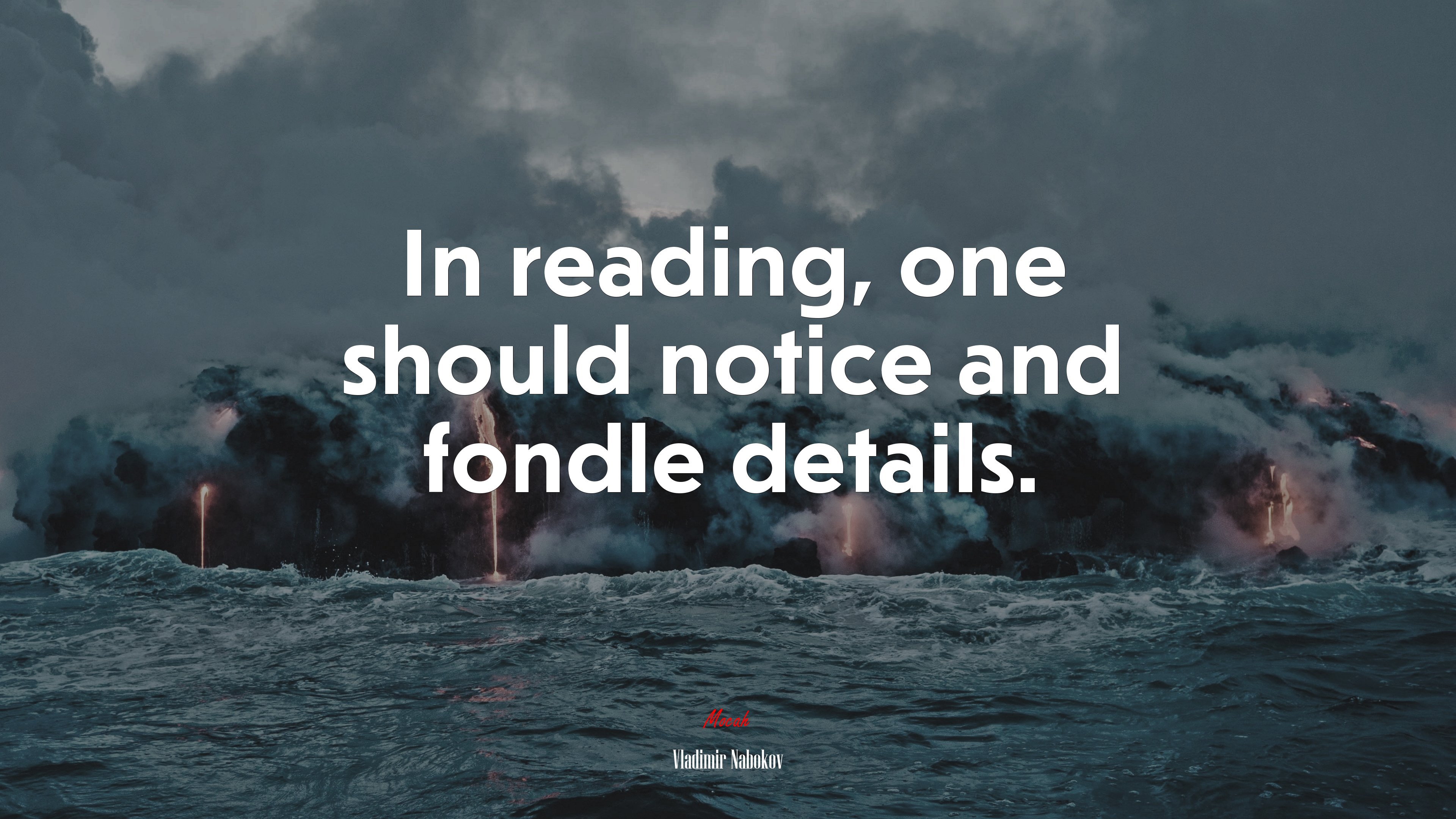In reading, one should notice and fondle details. | Vladimir Nabokov quote HD Wallpaper
