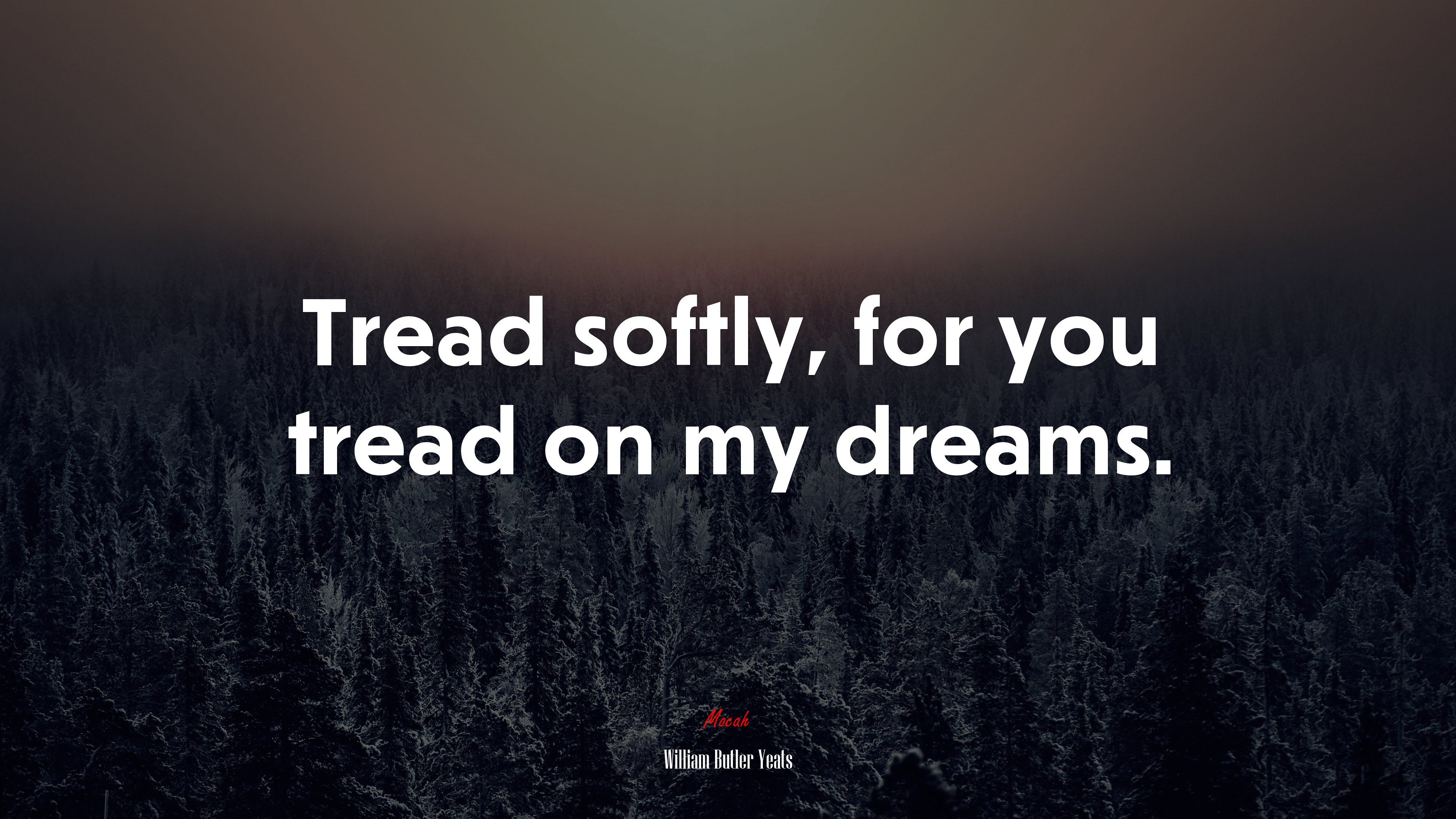 Tread softly, for you tread on my dreams. | William Butler Yeats quote HD Wallpaper