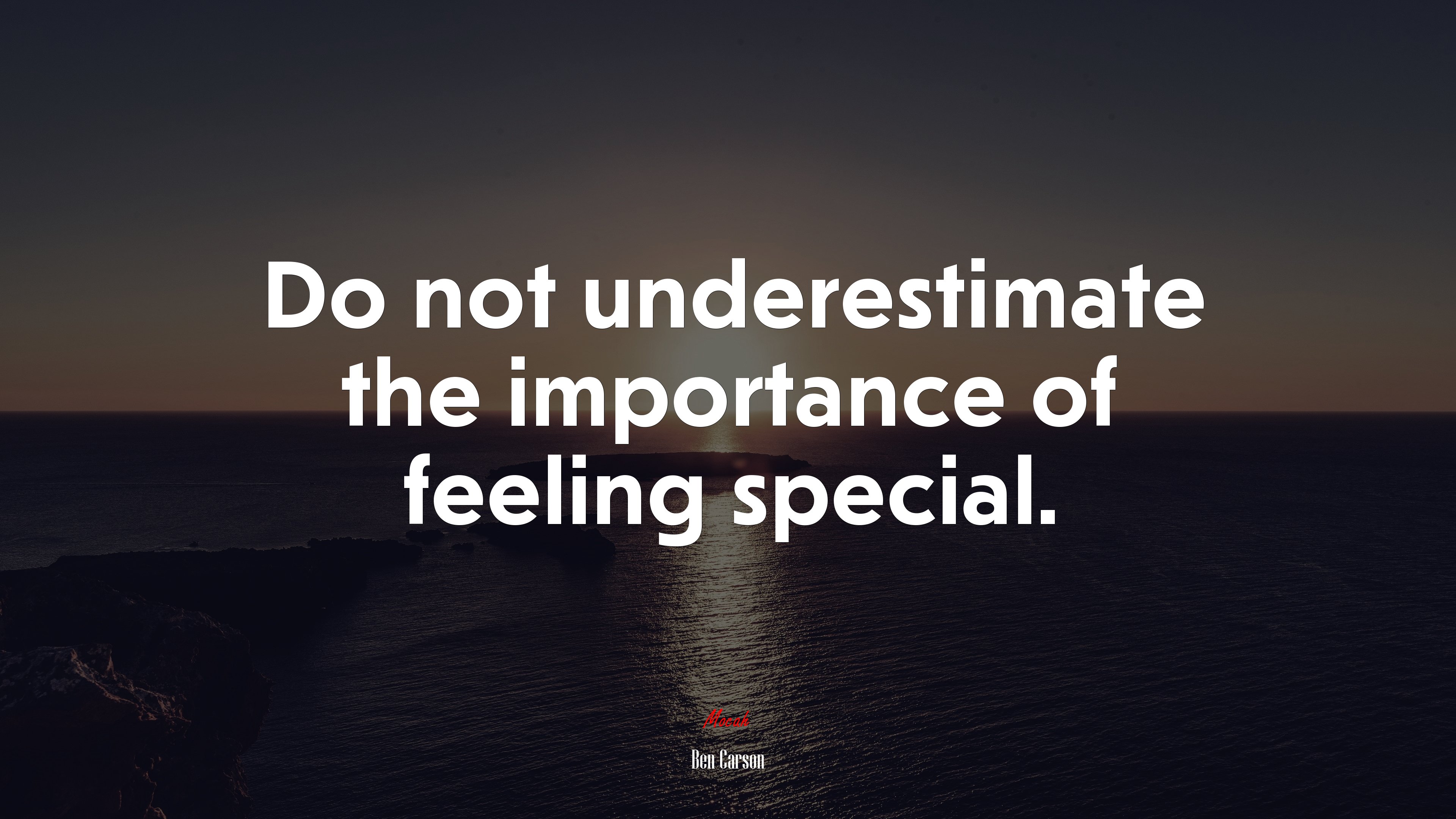 Do not underestimate the importance of feeling special. | Ben Carson quote HD Wallpaper
