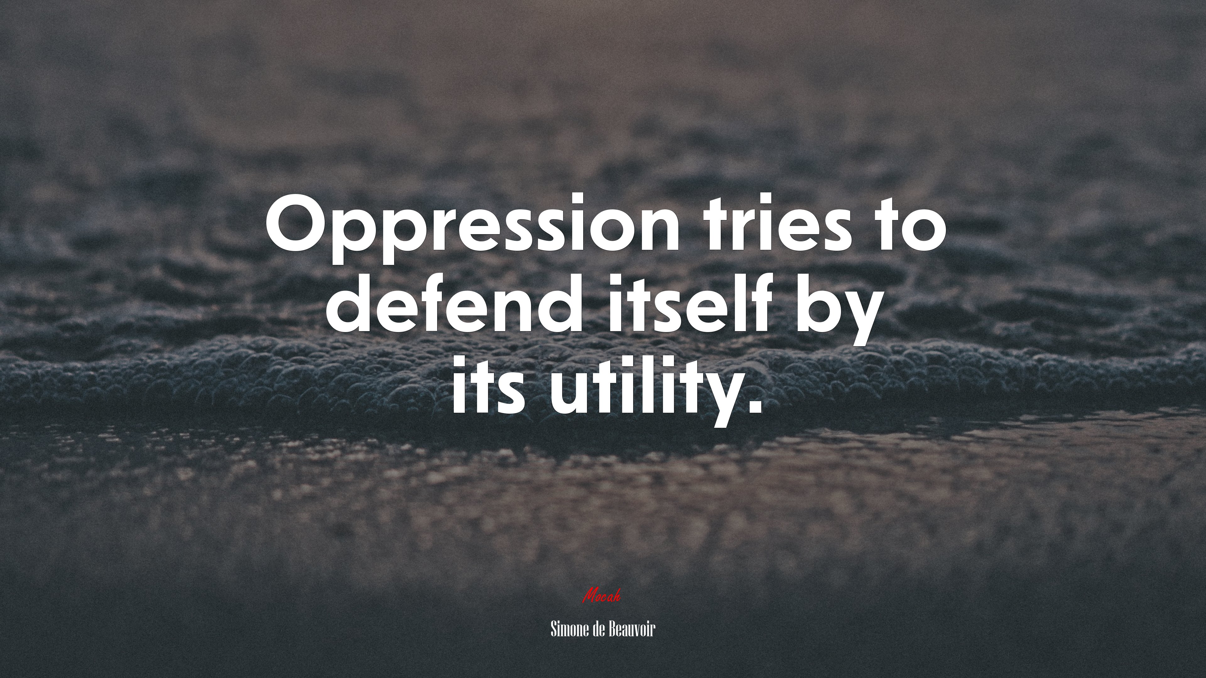 Oppression tries to defend itself by its utility. | Simone de Beauvoir quote HD Wallpaper