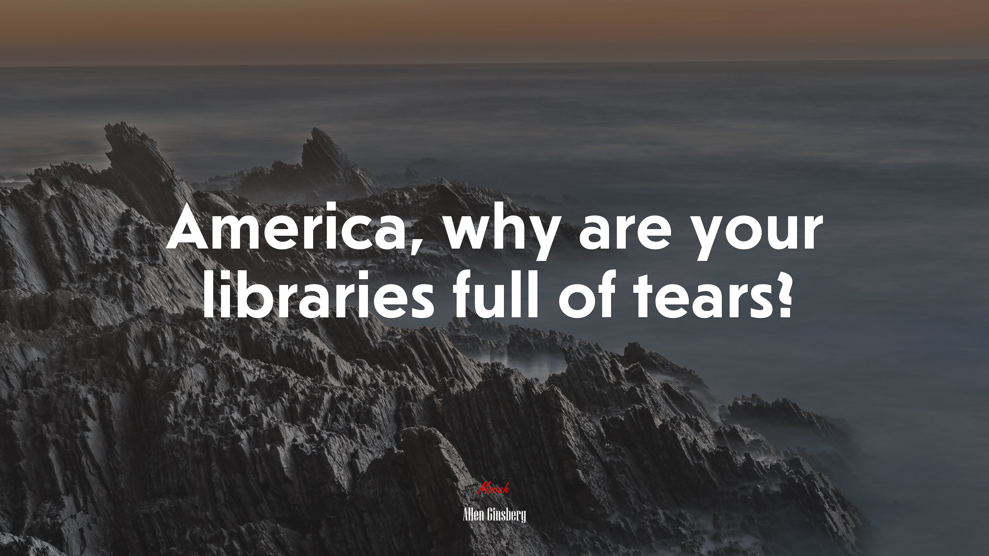 America, why are your libraries full of tears? | Allen Ginsberg quote HD Wallpaper