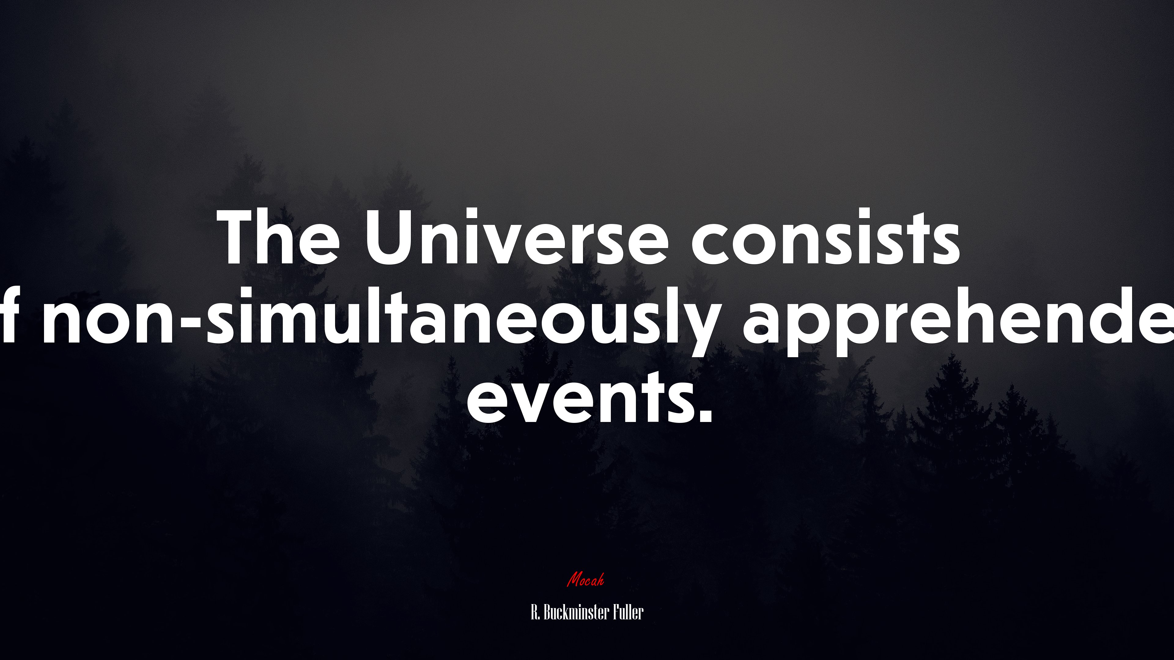 The Universe consists of non-simultaneously apprehended events. | R. Buckminster Fuller quote HD Wallpaper