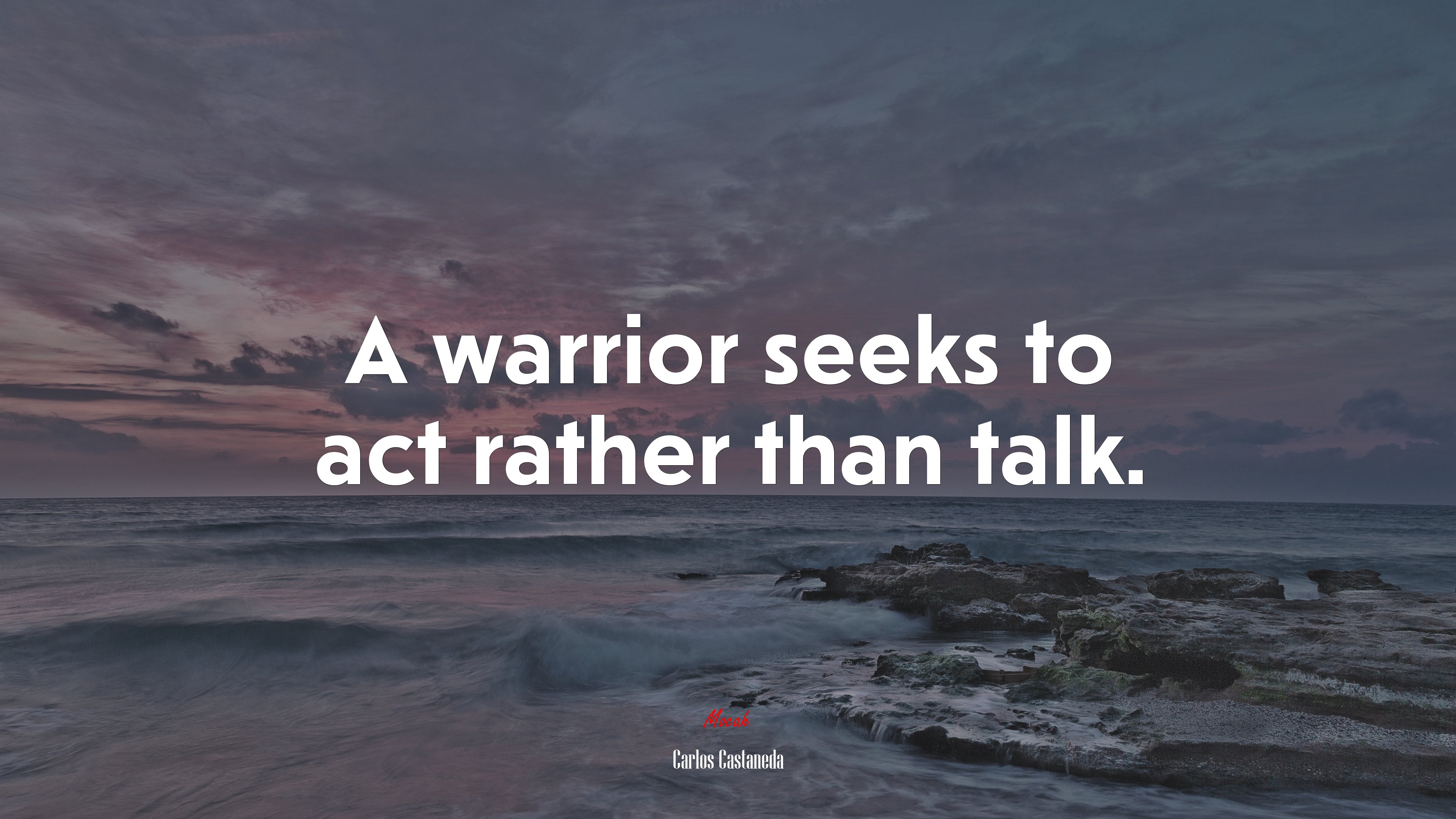 A warrior seeks to act rather than talk. | Carlos Castaneda quote HD Wallpaper