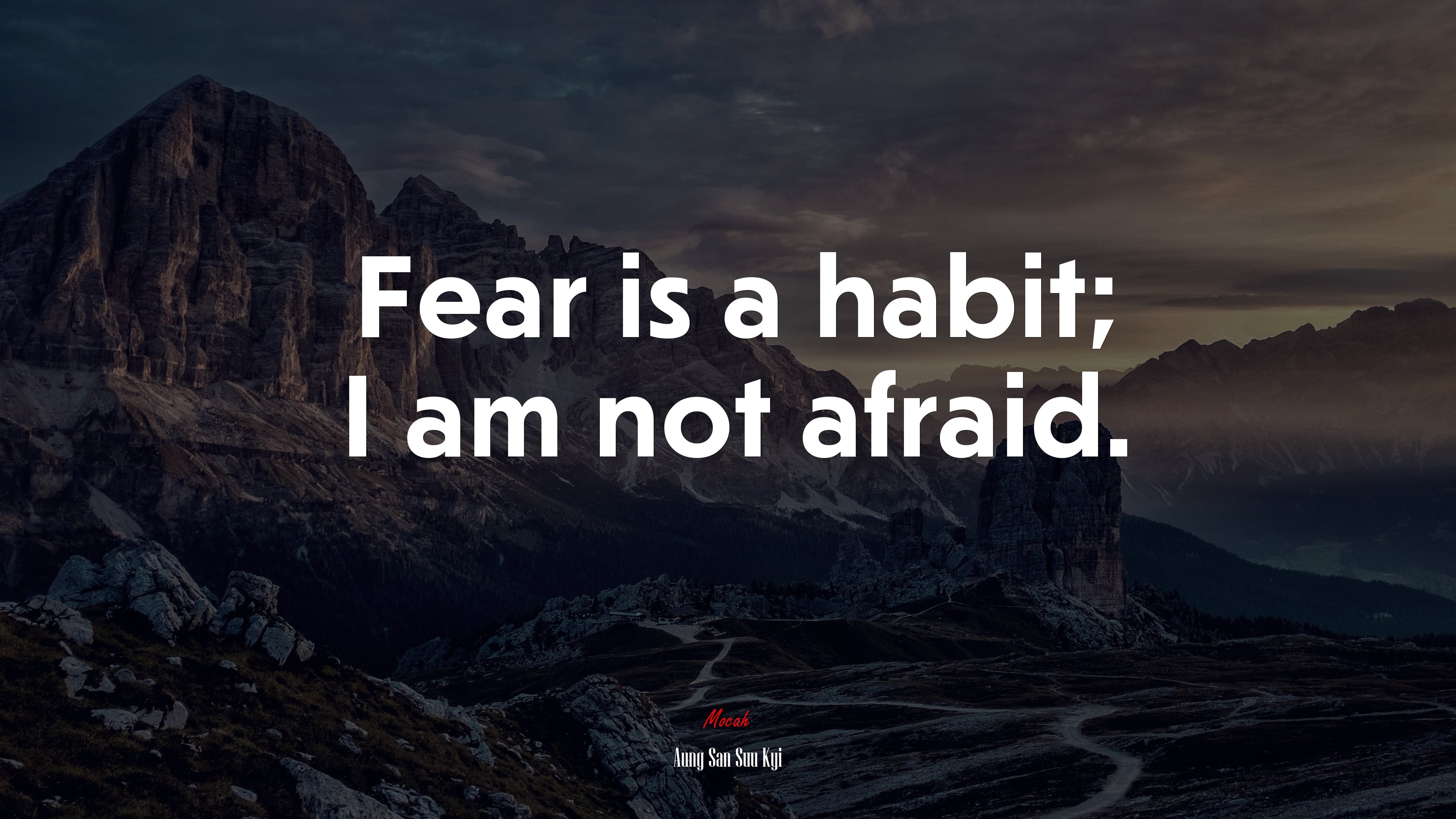 Fear is a habit; I am not afraid. | Aung San Suu Kyi quote HD Wallpaper