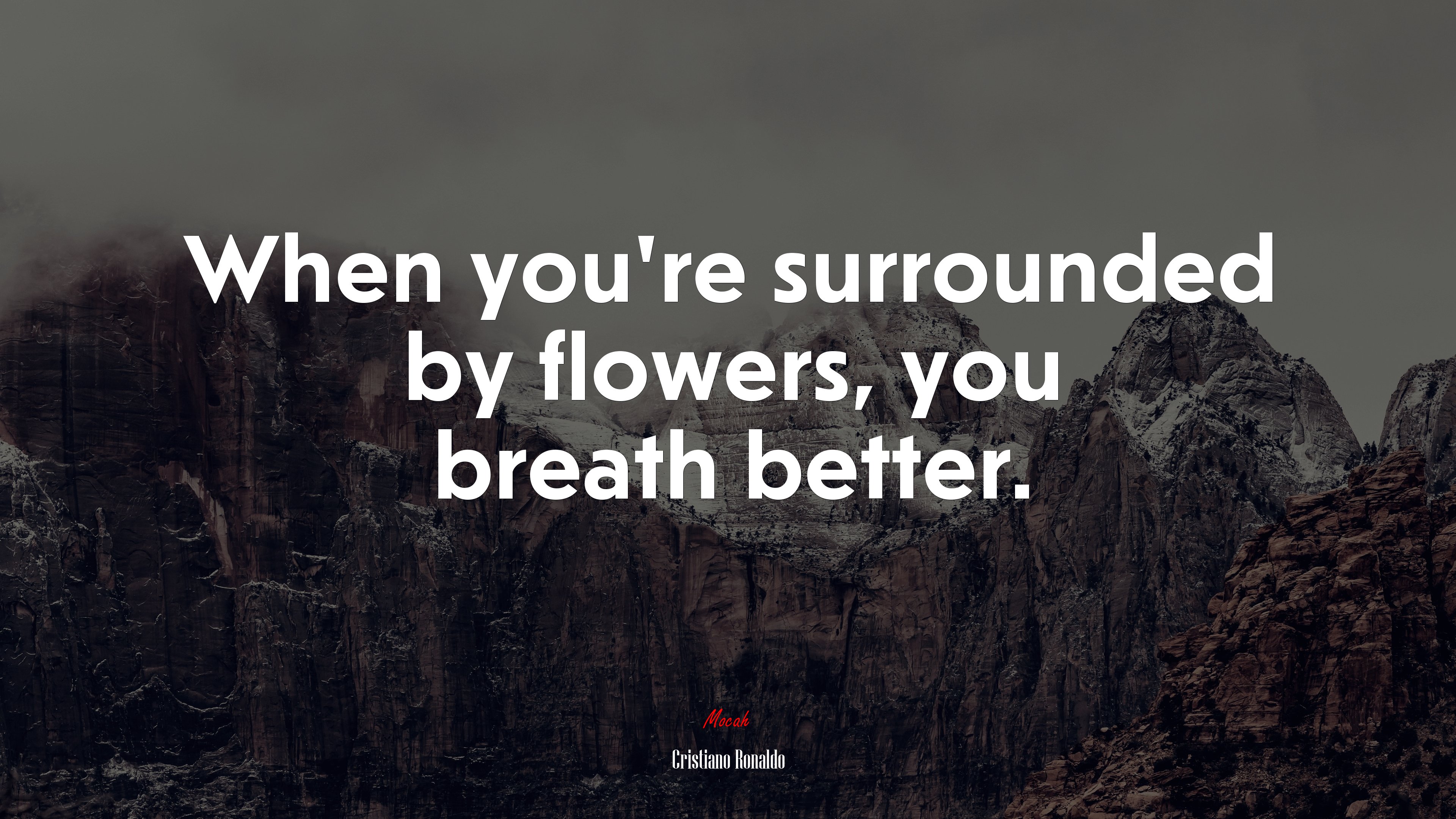 When you’re surrounded by flowers, you breath better. | Cristiano Ronaldo quote HD Wallpaper