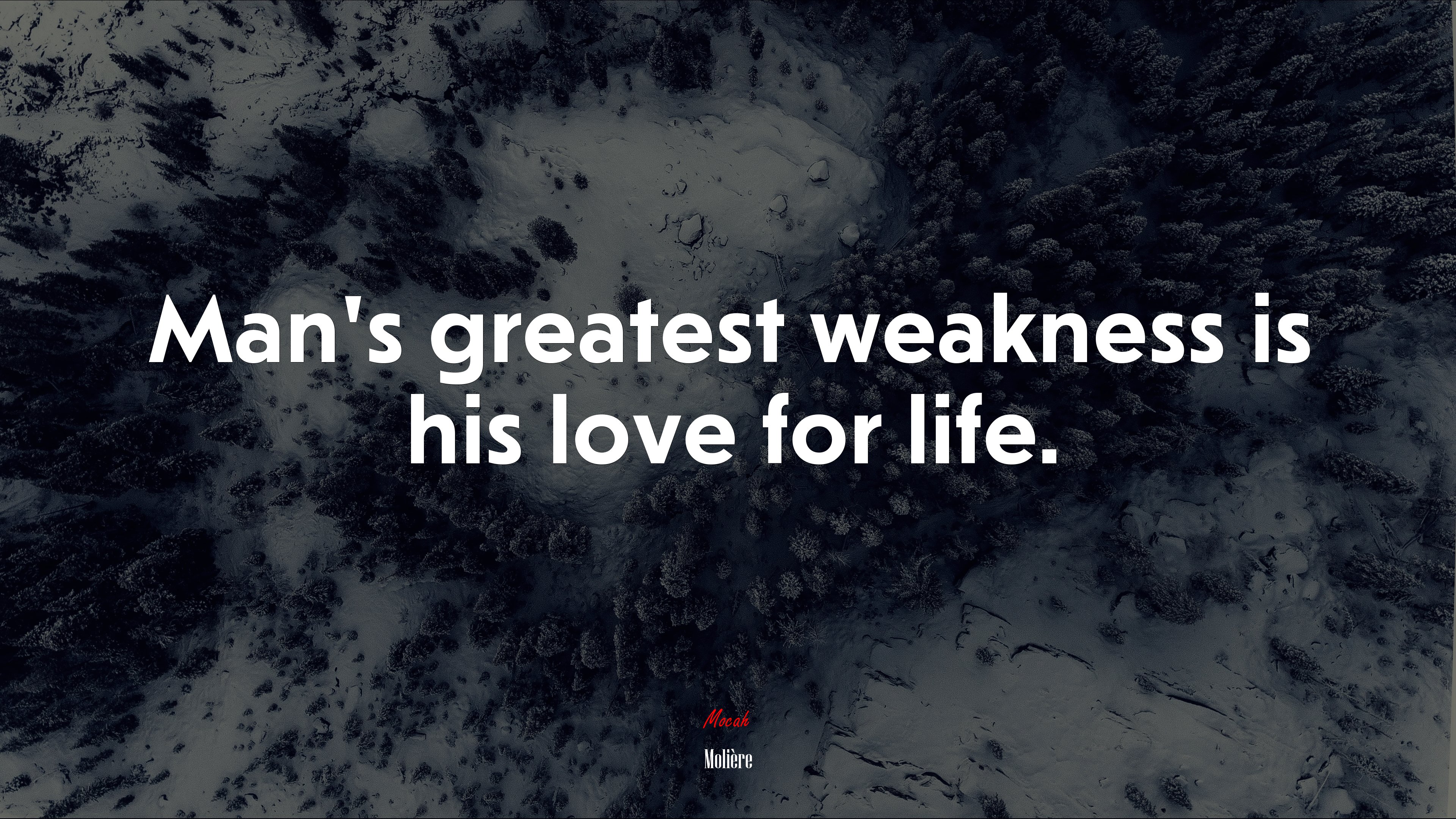 Man’s greatest weakness is his love for life. | Molière quote HD Wallpaper
