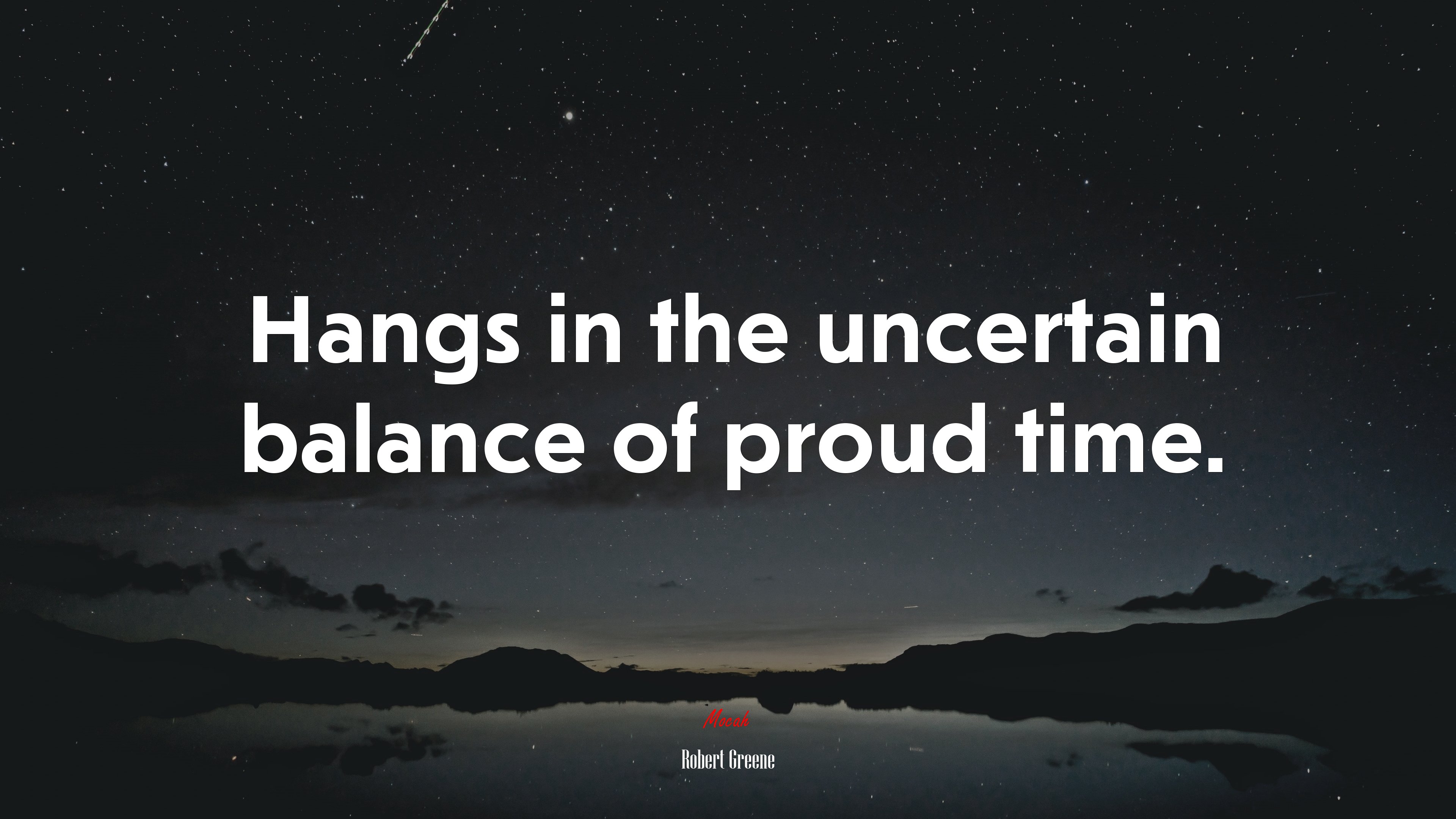 Hangs in the uncertain balance of proud time. | Robert Greene quote HD Wallpaper
