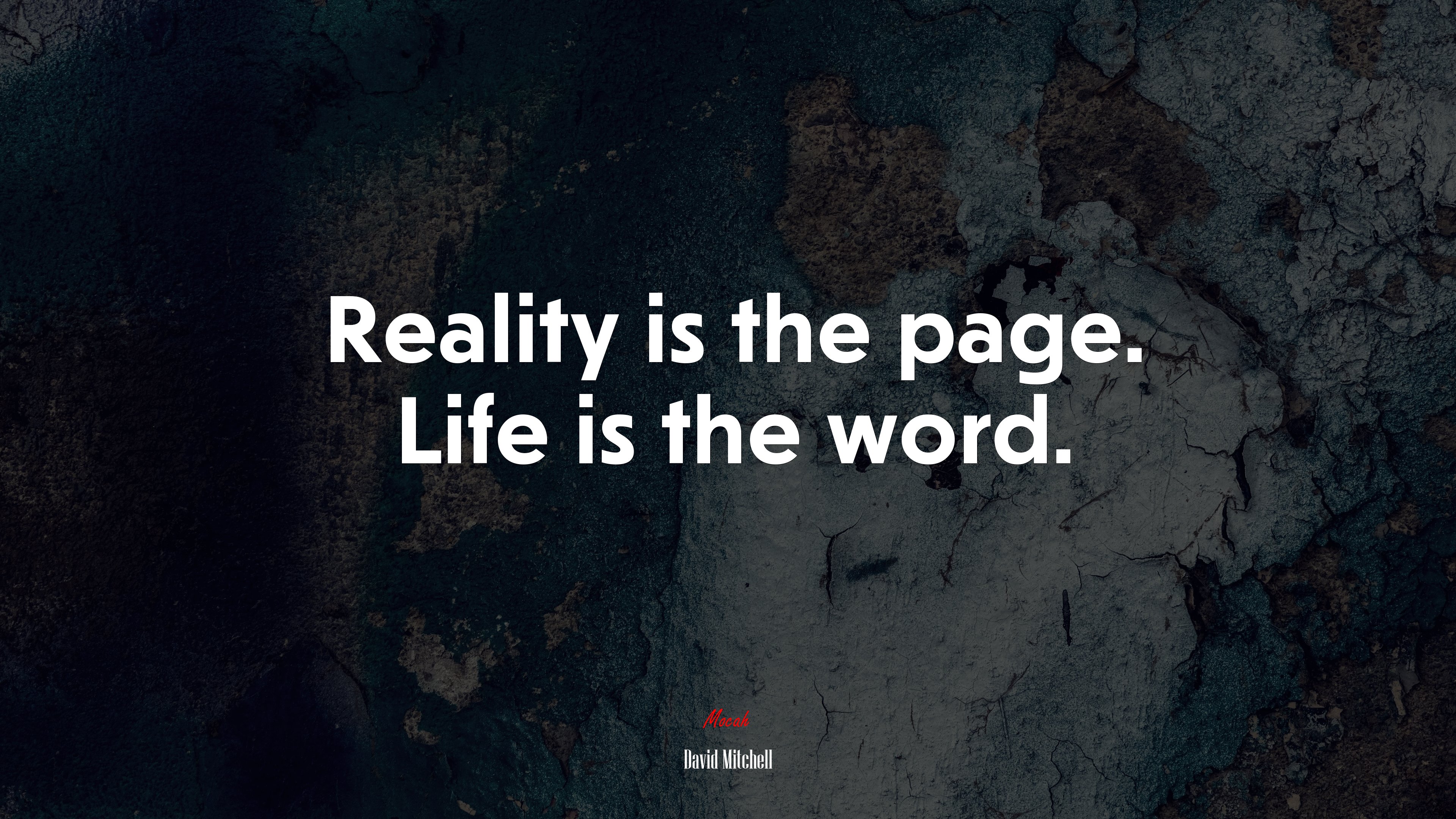 Reality is the page. Life is the word. | David Mitchell quote HD Wallpaper
