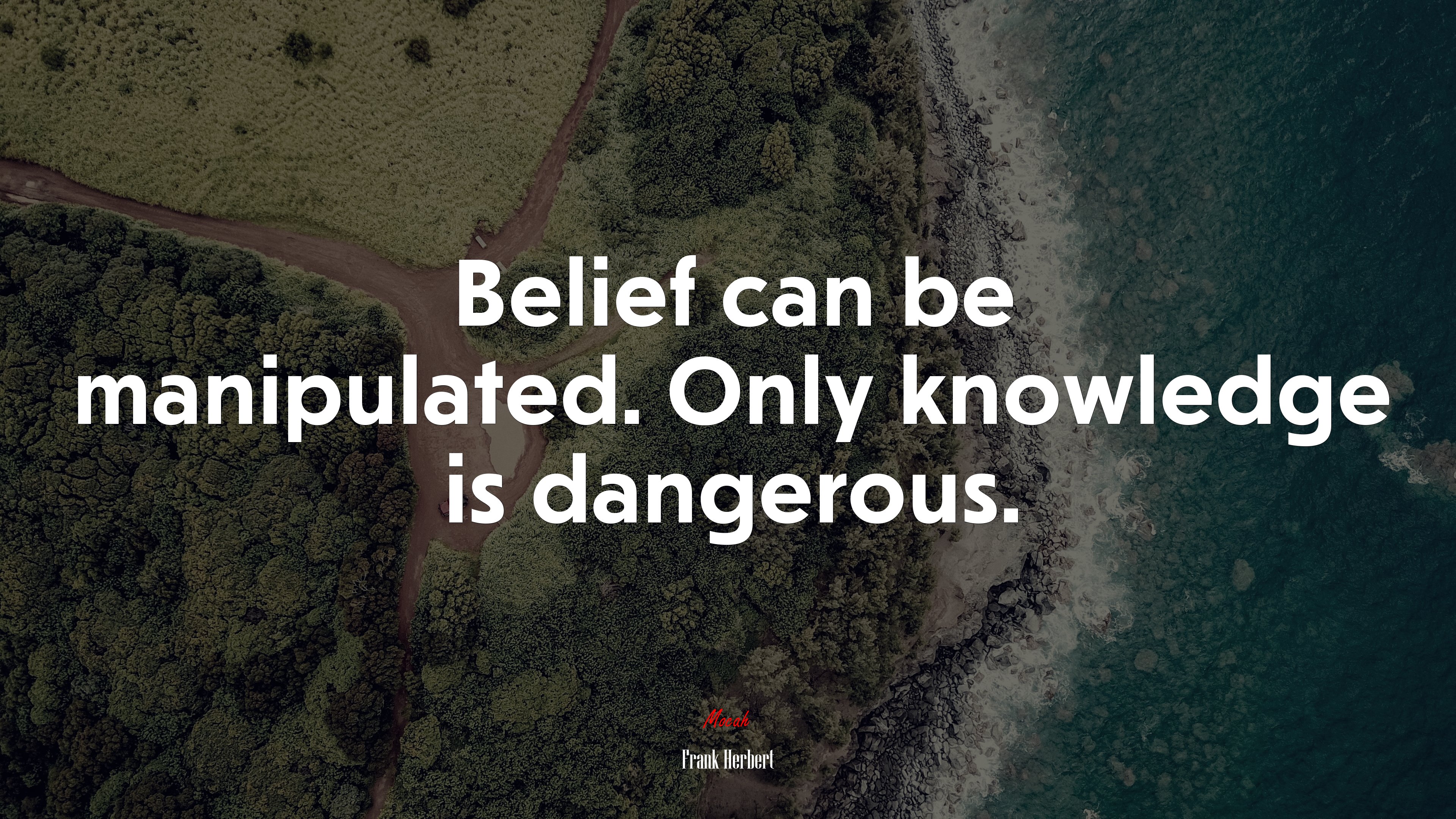 Belief can be manipulated. Only knowledge is dangerous. | Frank Herbert quote HD Wallpaper