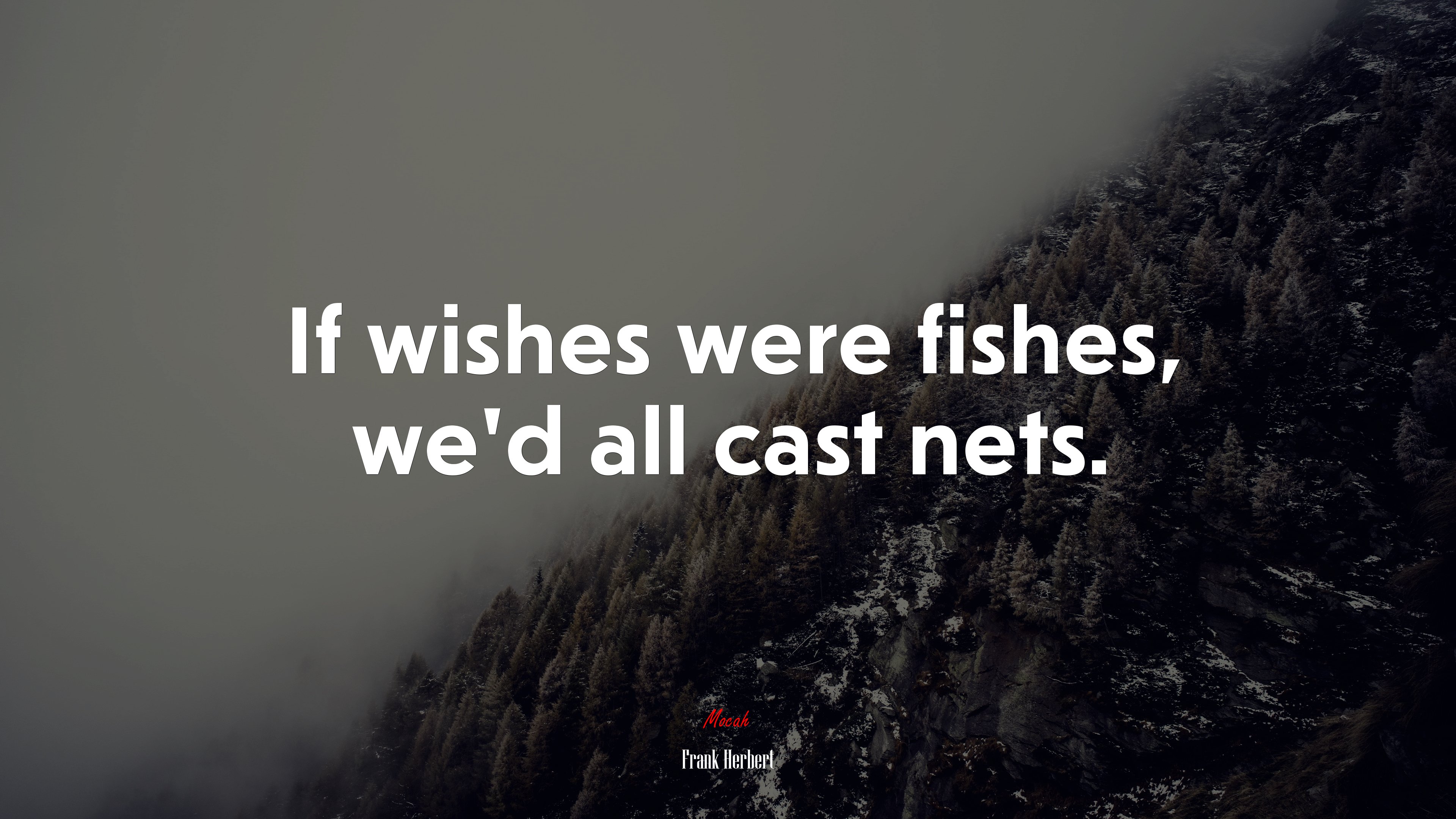If wishes were fishes, we’d all cast nets. | Frank Herbert quote HD Wallpaper