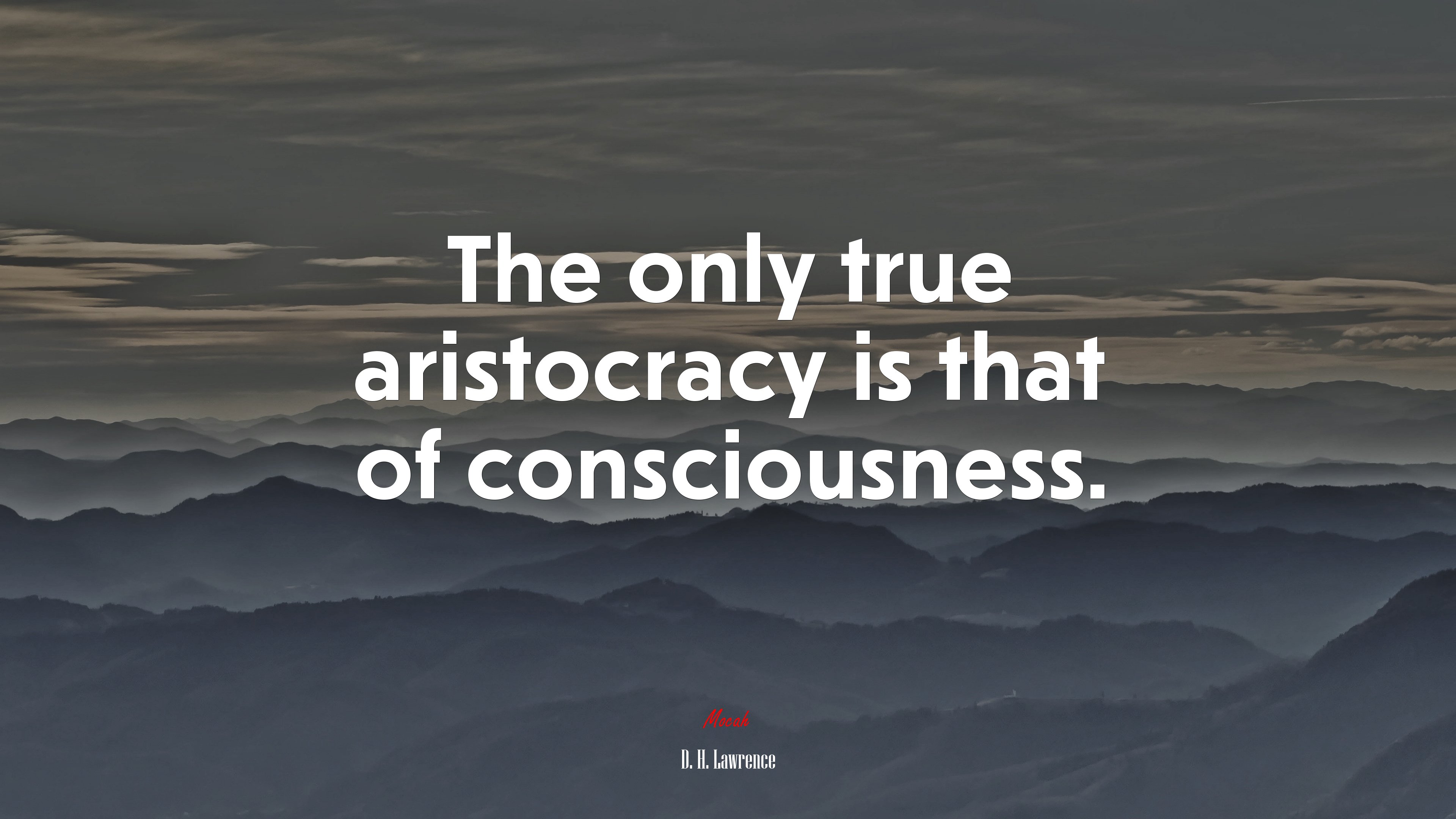 The only true aristocracy is that of consciousness. | D. H. Lawrence quote HD Wallpaper