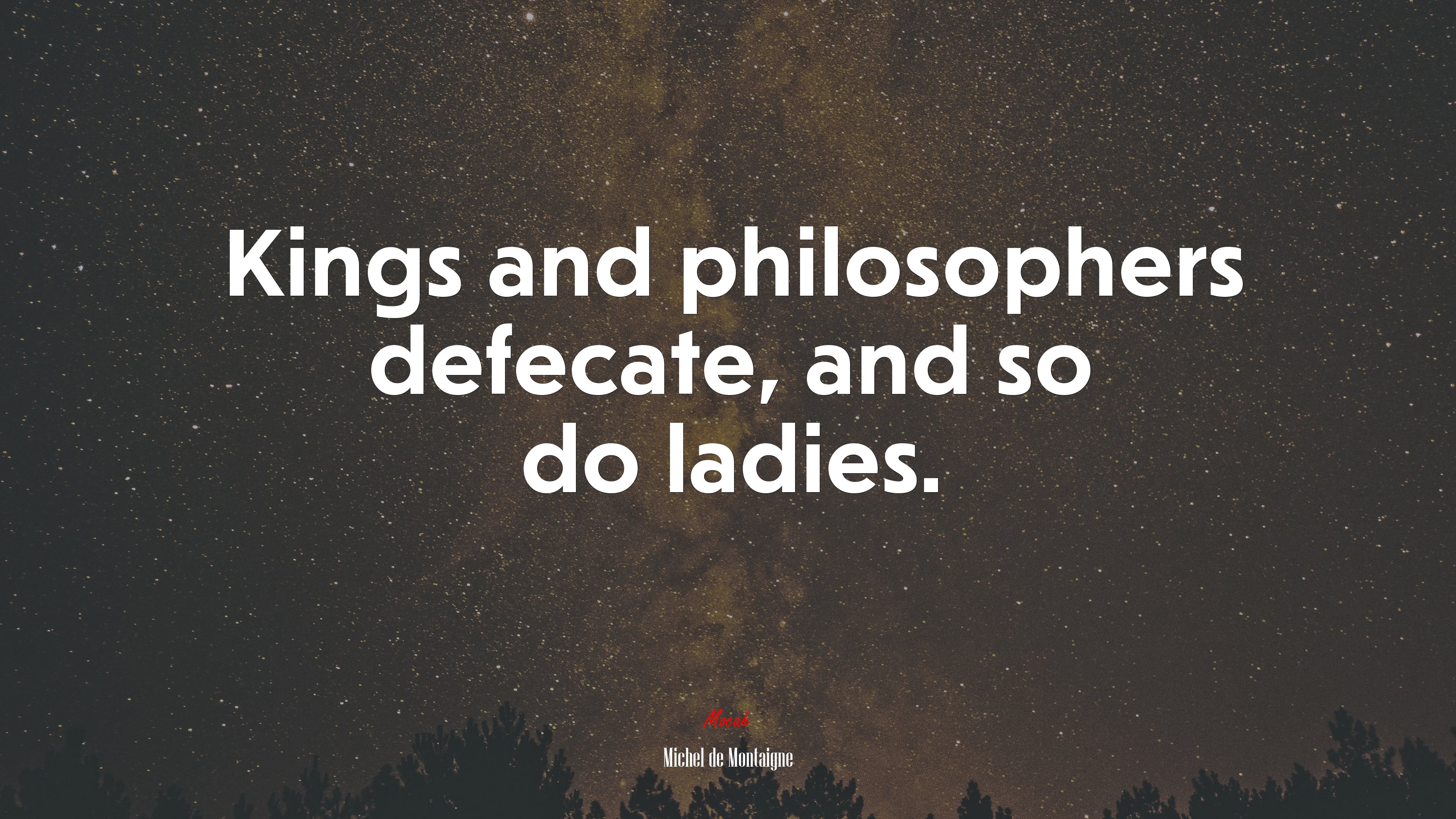 Kings and philosophers defecate, and so do ladies. | Michel de Montaigne quote HD Wallpaper