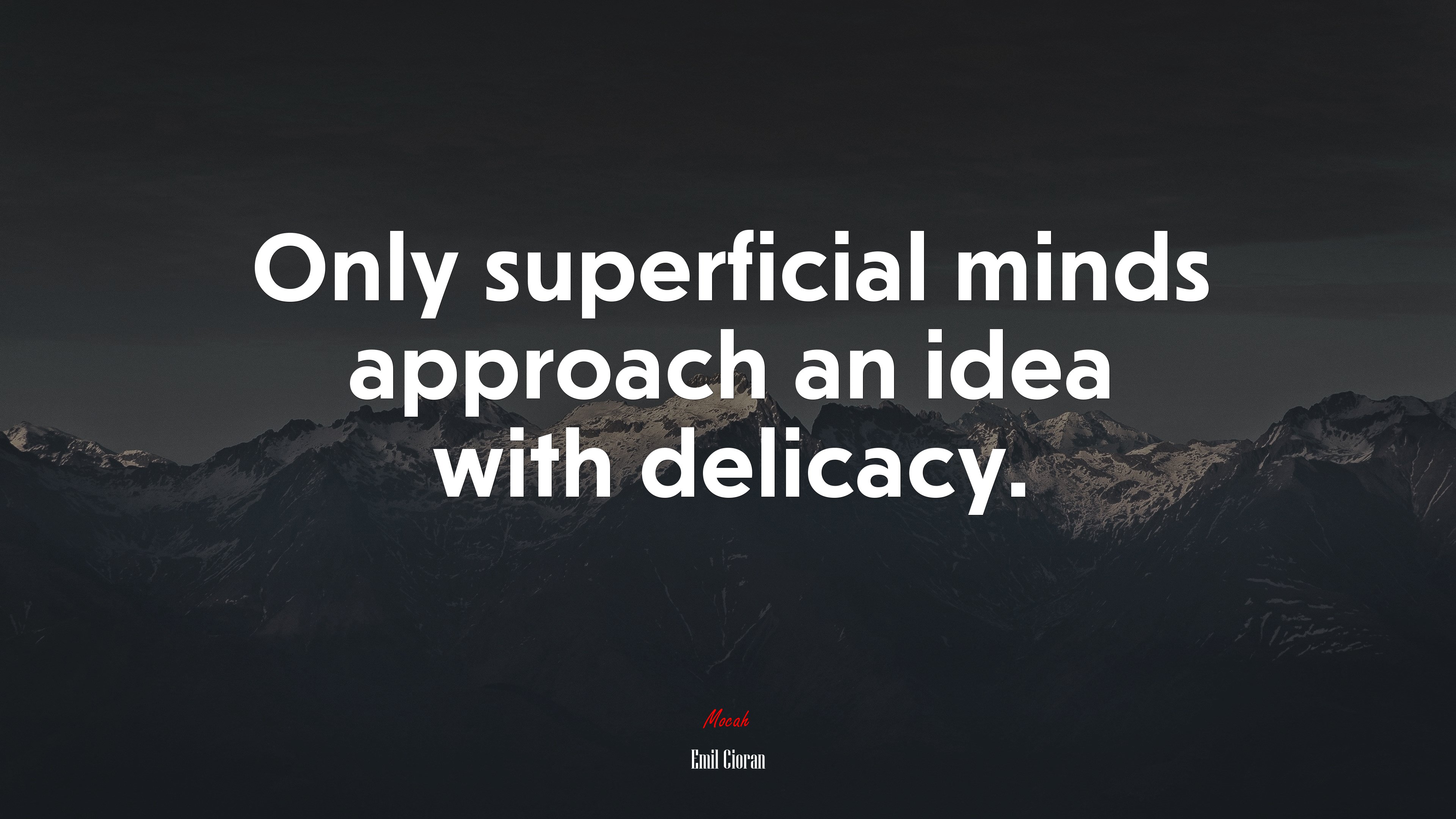 Only superficial minds approach an idea with delicacy. | Emil Cioran quote HD Wallpaper