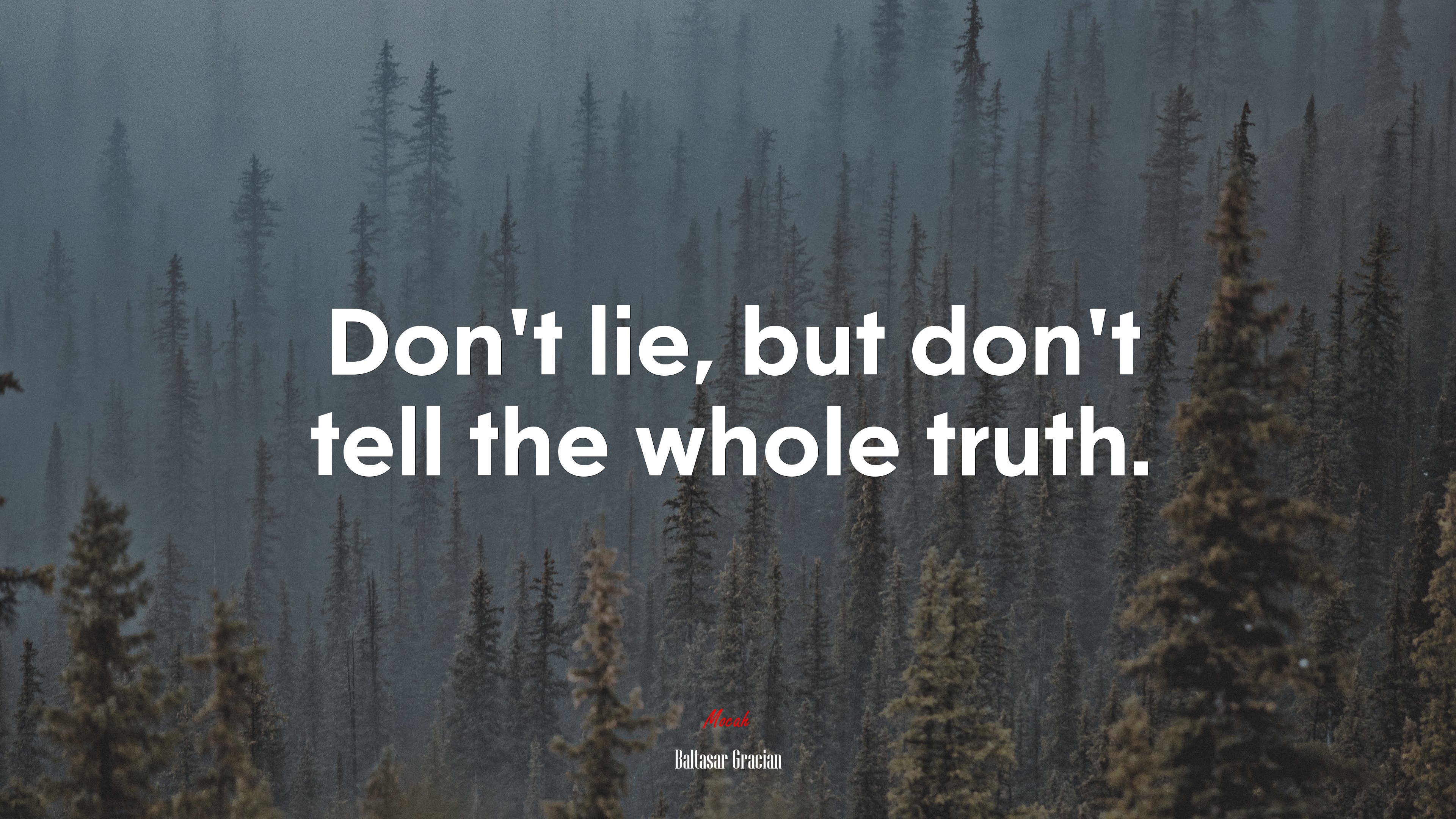Don’t lie, but don’t tell the whole truth. | Baltasar Gracián quote HD Wallpaper