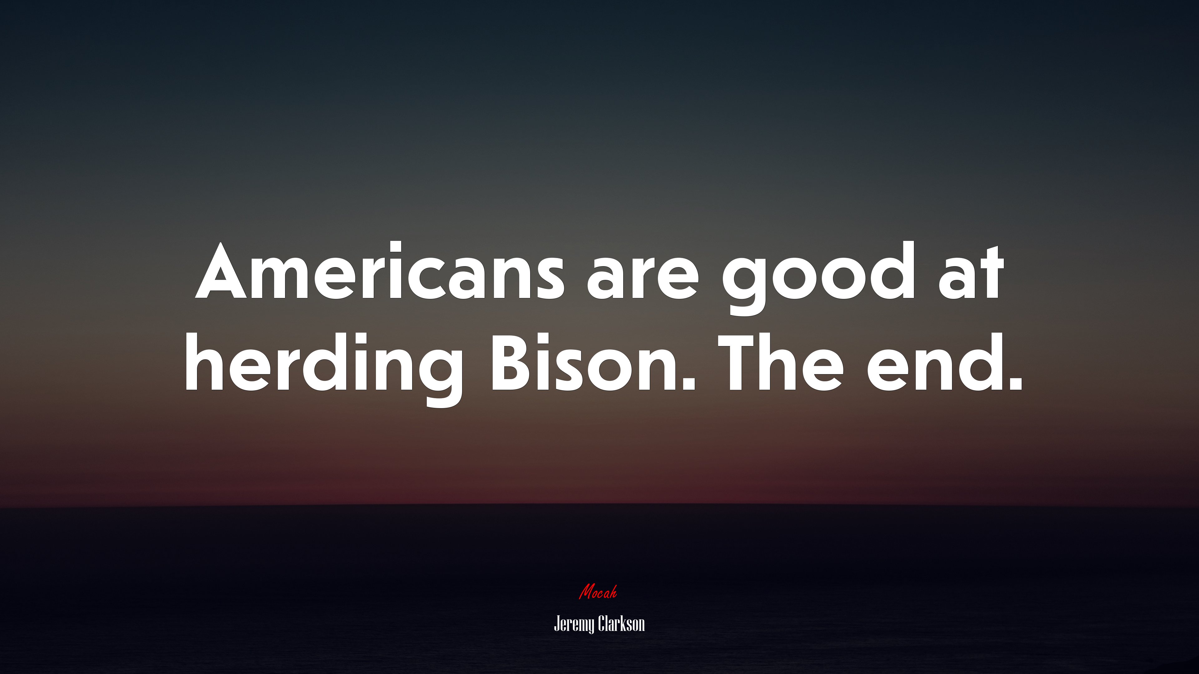 Americans are good at herding Bison. The end. | Jeremy Clarkson quote HD Wallpaper