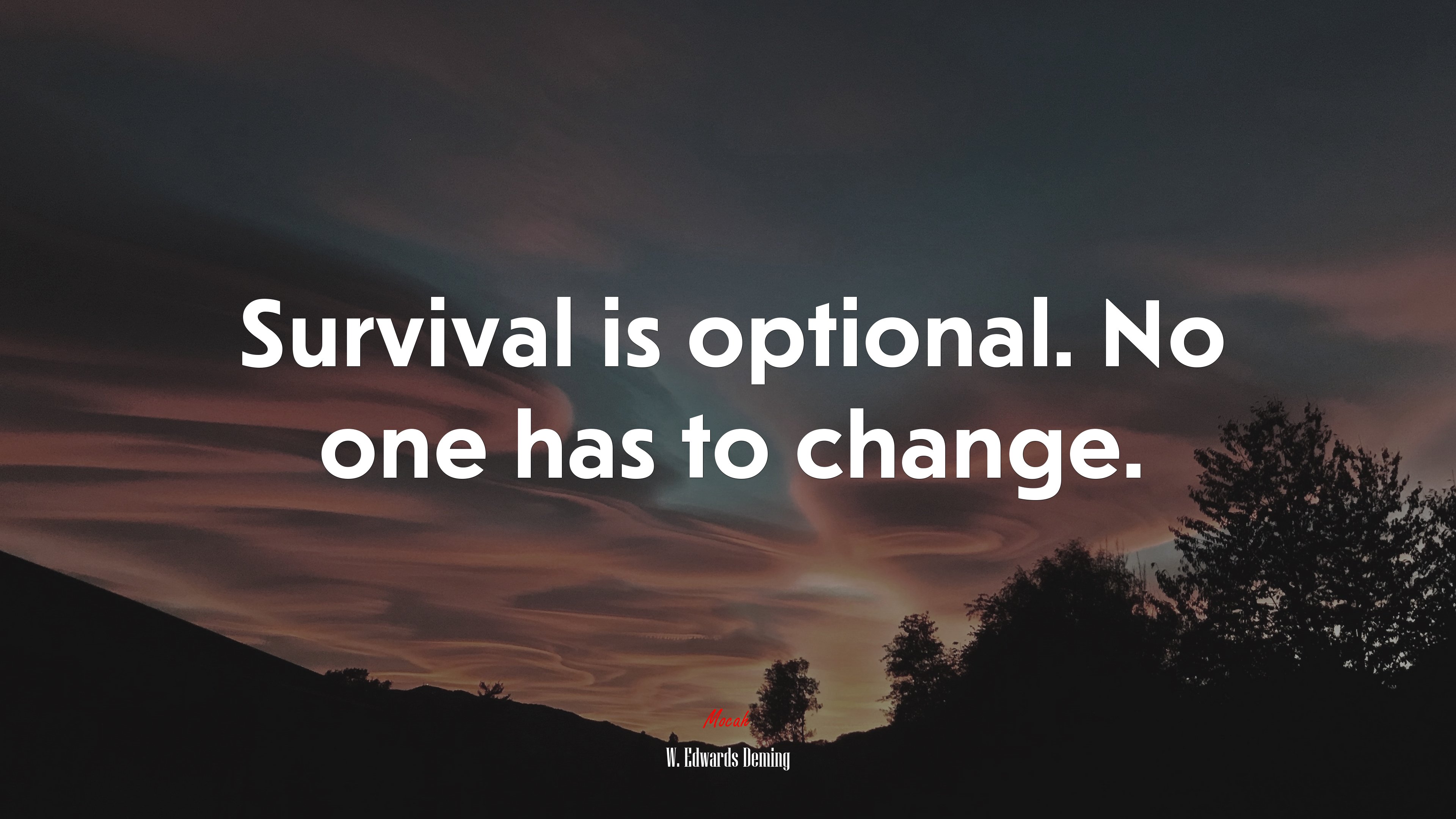 Survival is optional. No one has to change. | W. Edwards Deming quote HD Wallpaper
