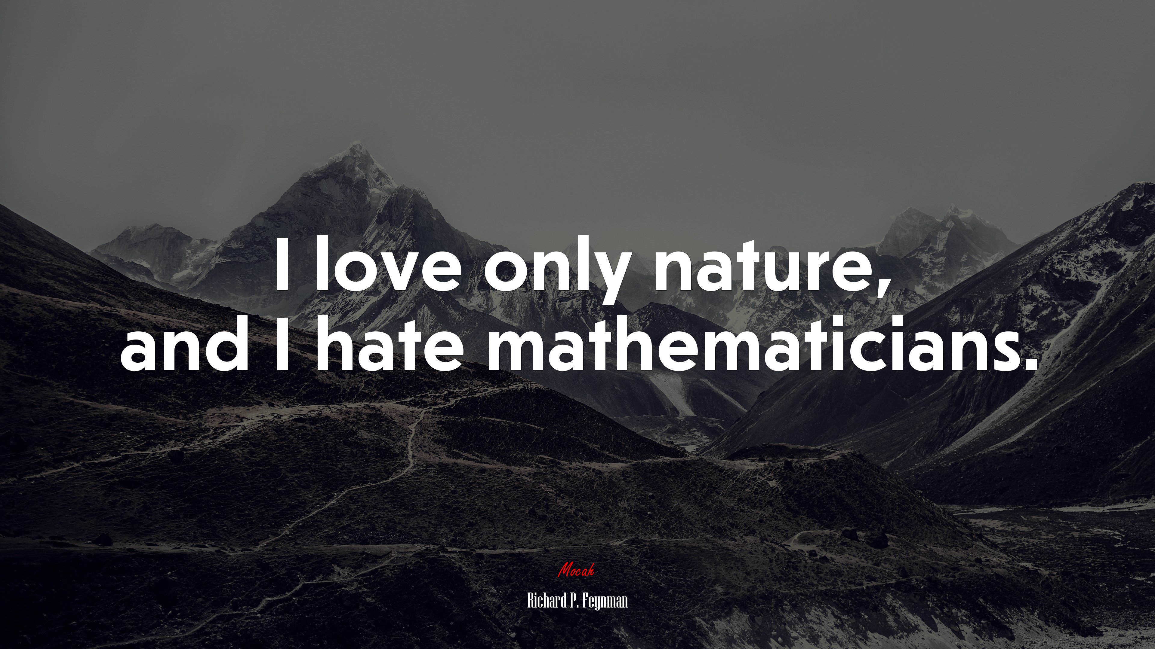 I love only nature, and I hate mathematicians. | Richard P. Feynman quote HD Wallpaper