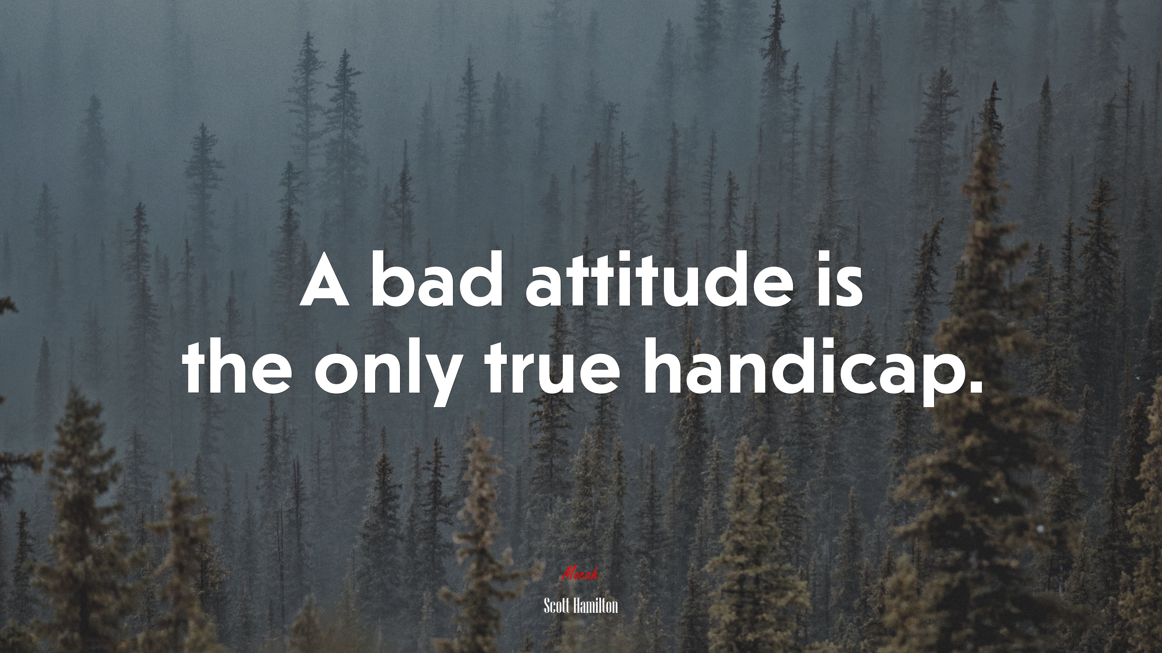 A bad attitude is the only true handicap. | Scott Hamilton quote HD Wallpaper