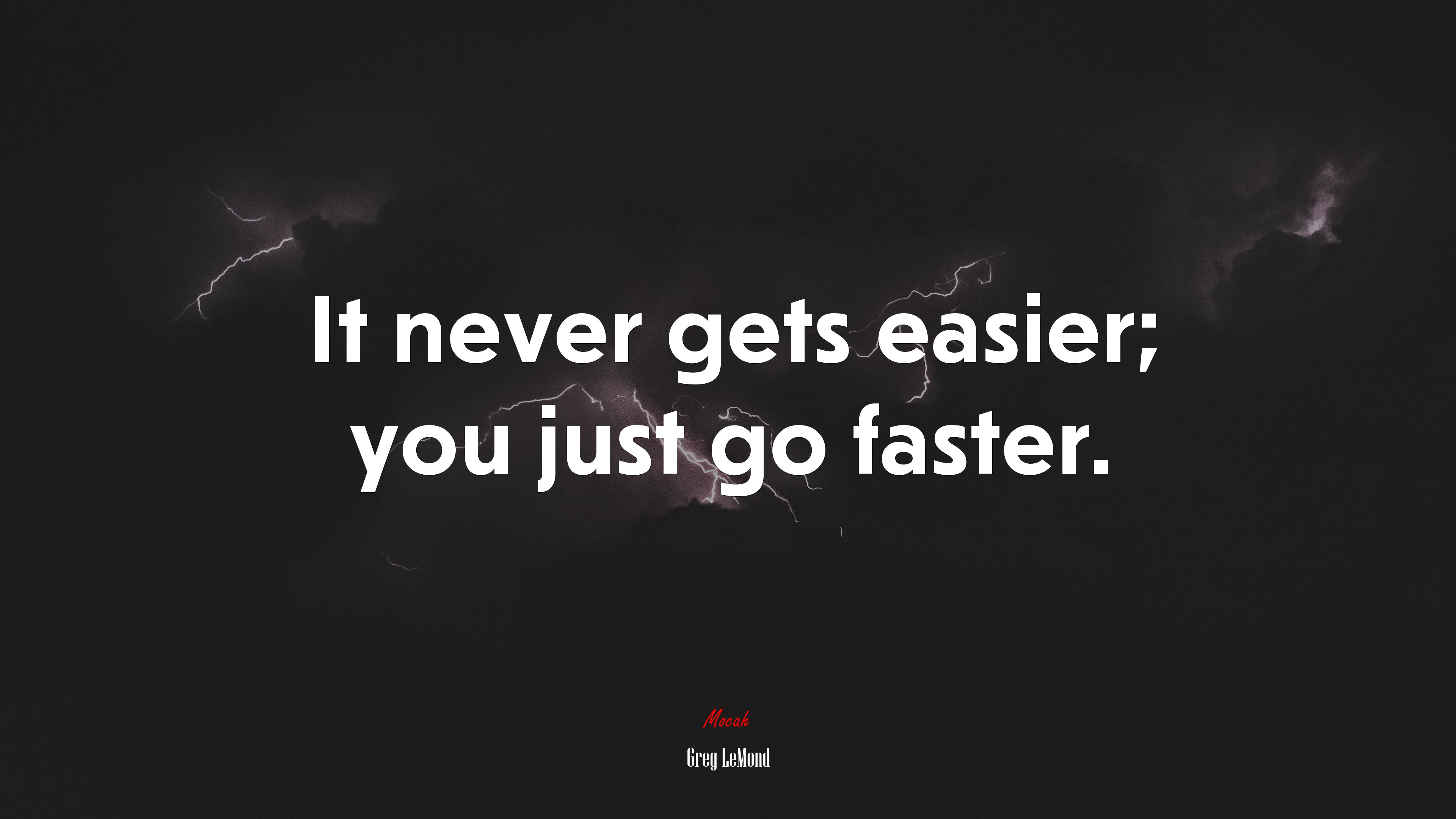 It never gets easier; you just go faster. | Greg LeMond quote HD Wallpaper