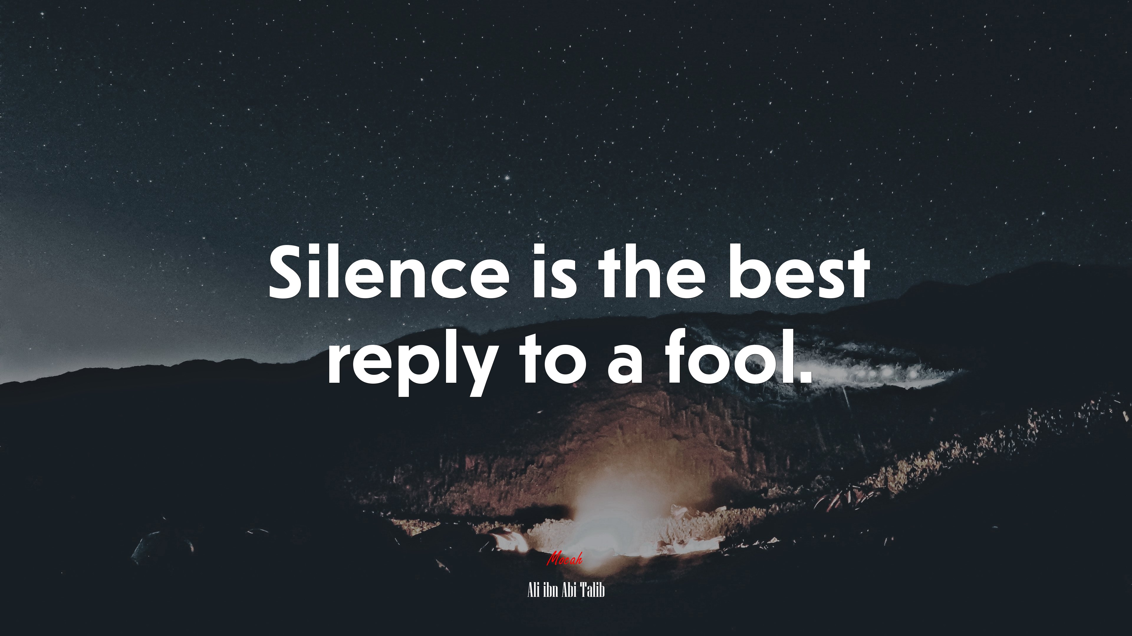 Silence is the best reply to a fool. | Ali ibn Abi Talib quote HD Wallpaper