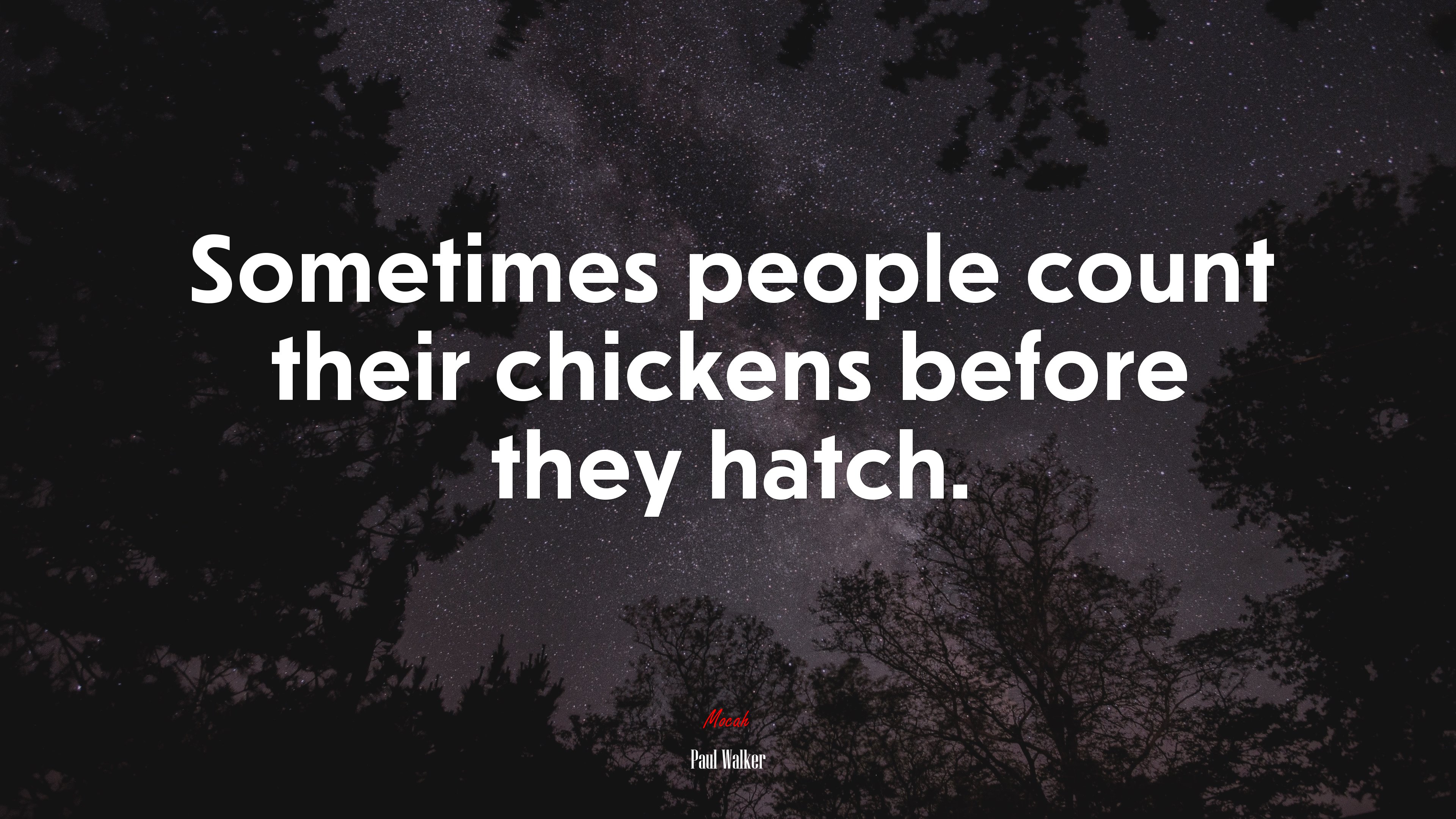Sometimes people count their chickens before they hatch. | Paul Walker quote HD Wallpaper
