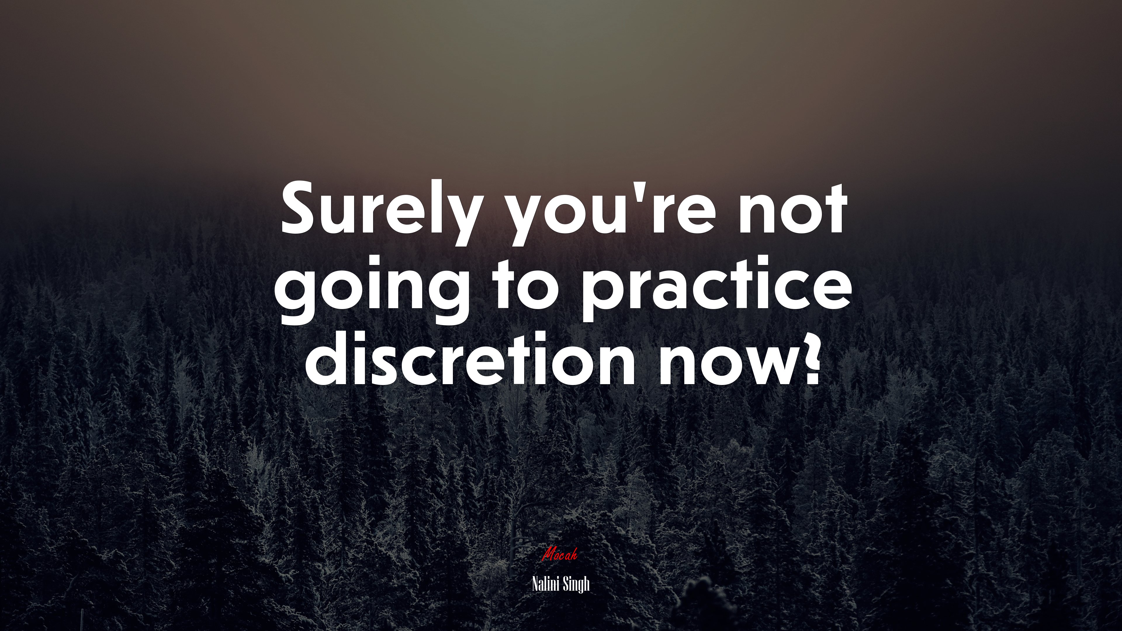 Surely you’re not going to practice discretion now? | Nalini Singh quote HD Wallpaper