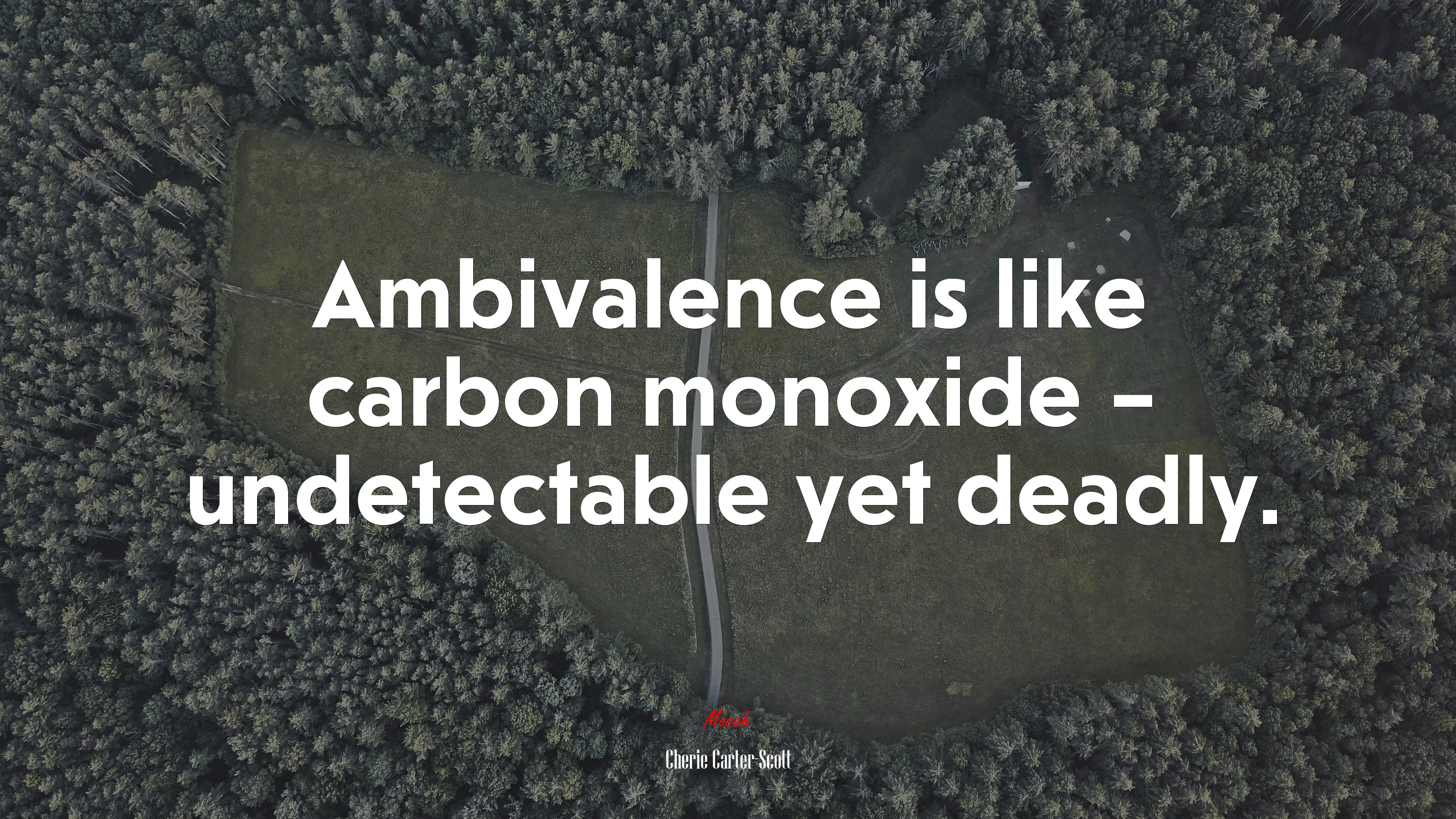 Ambivalence is like carbon monoxide – undetectable yet deadly. | Cherie Carter-Scott quote HD Wallpaper