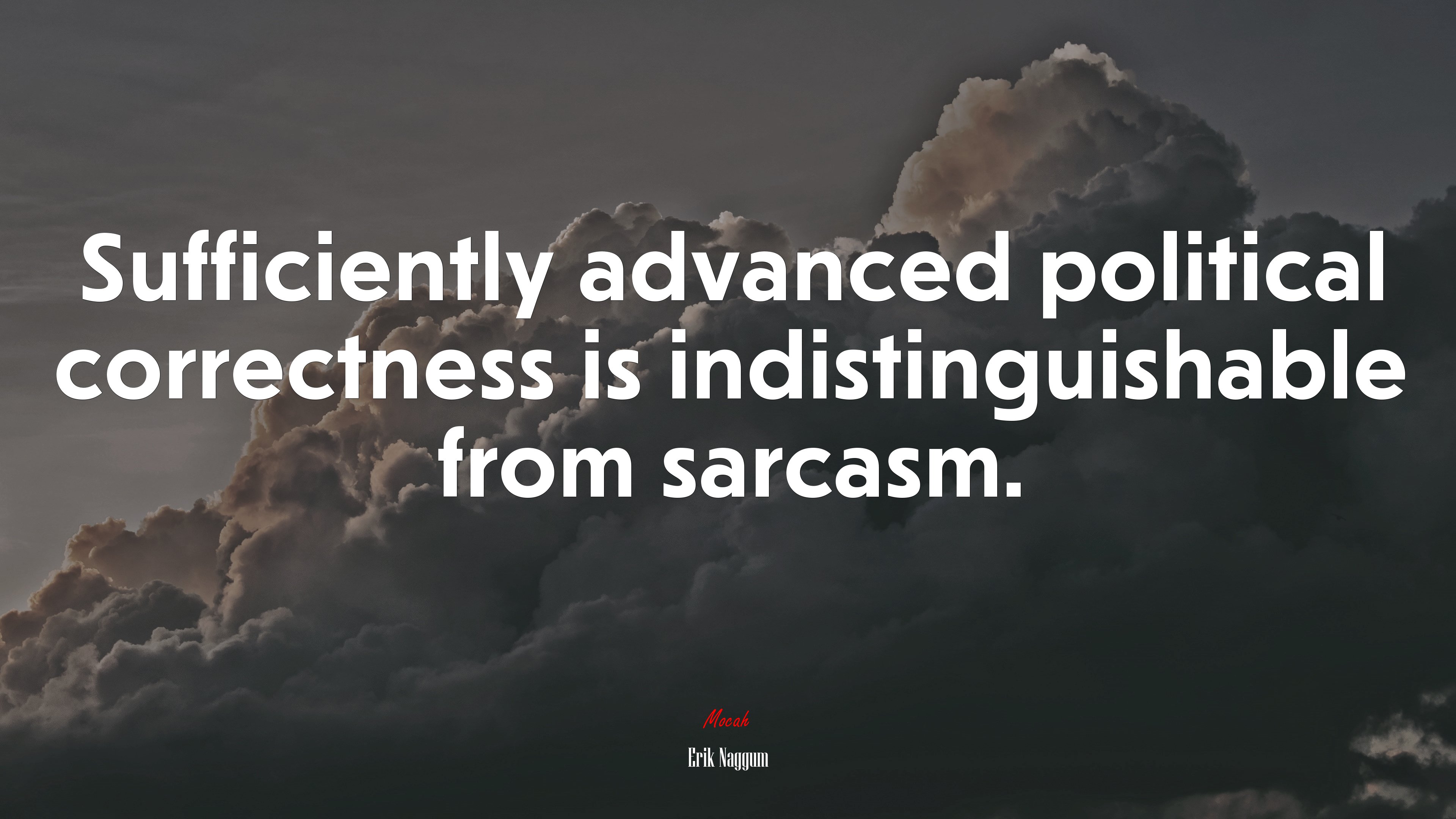 Sufficiently advanced political correctness is indistinguishable from sarcasm. | Erik Naggum quote HD Wallpaper