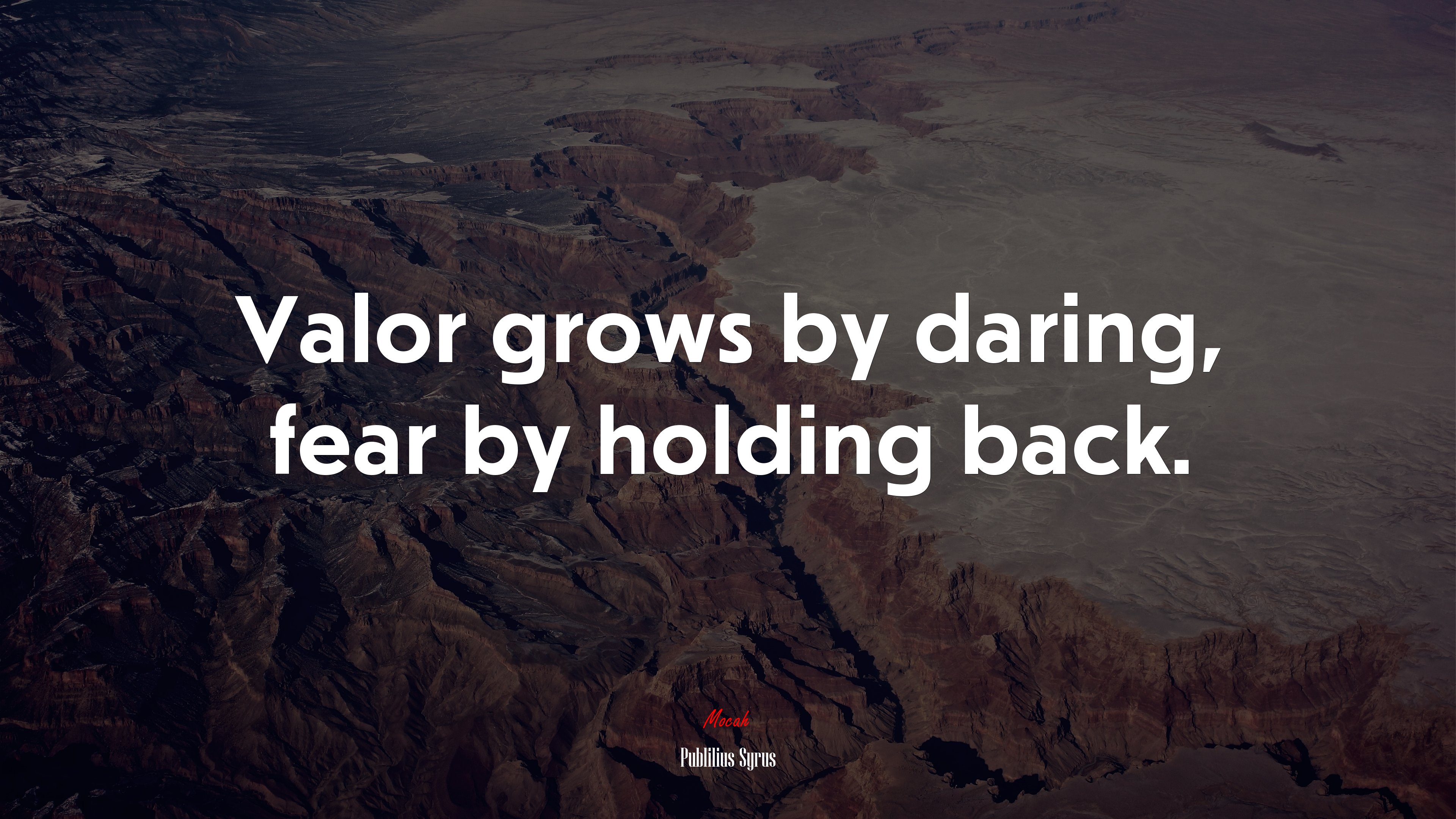 Valor grows by daring, fear by holding back. | Publilius Syrus quote HD Wallpaper