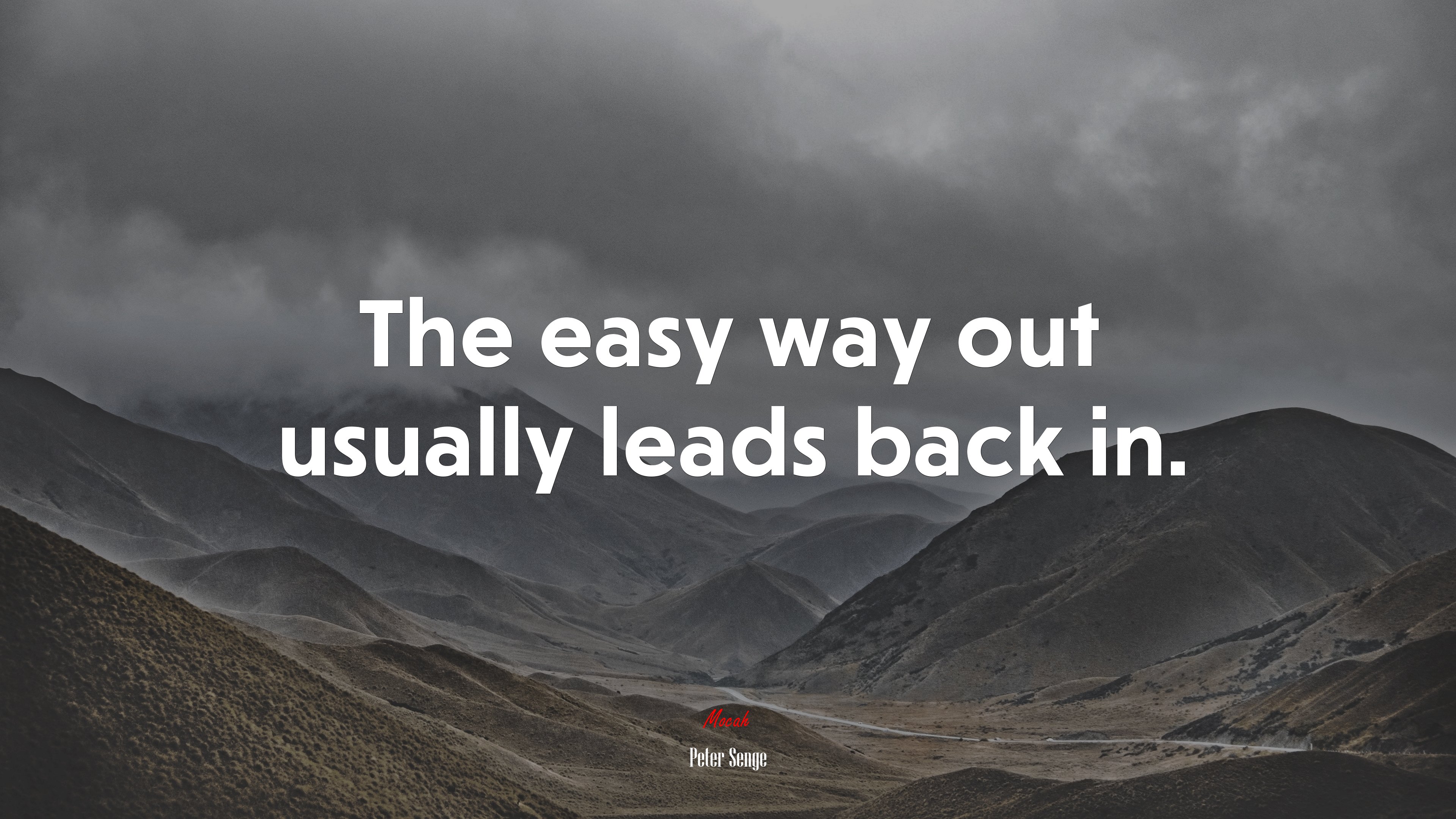 The easy way out usually leads back in. | Peter Senge quote HD Wallpaper
