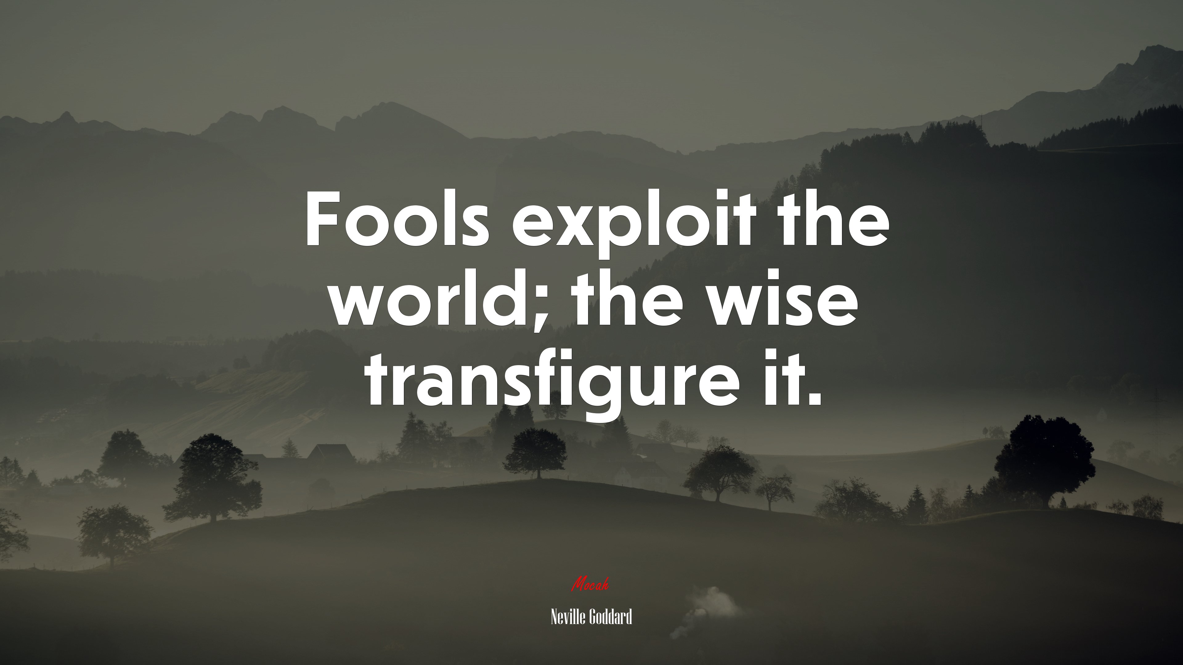 Fools exploit the world; the wise transfigure it. | Neville Goddard quote HD Wallpaper