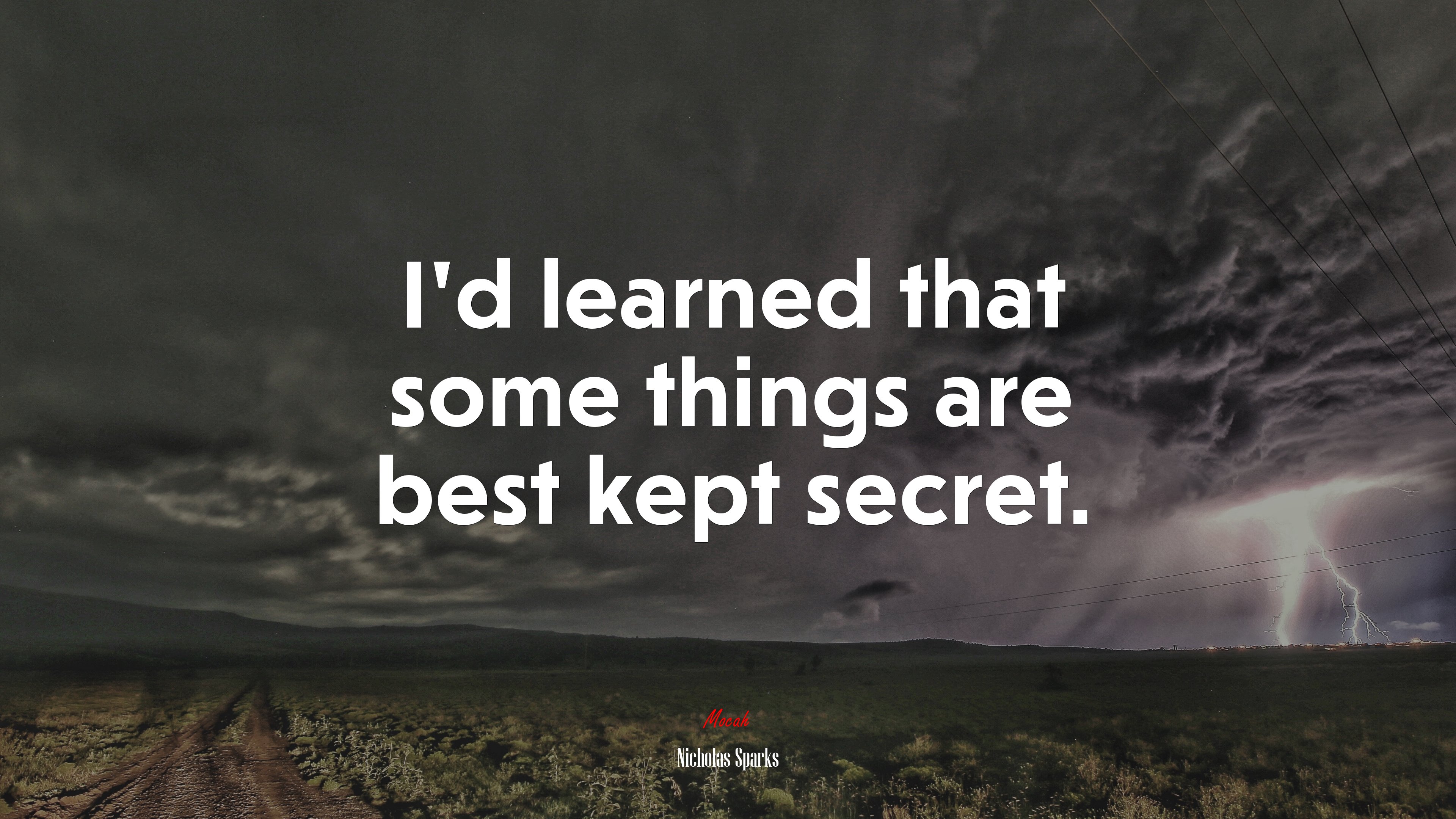 I’d learned that some things are best kept secret. | Nicholas Sparks quote HD Wallpaper