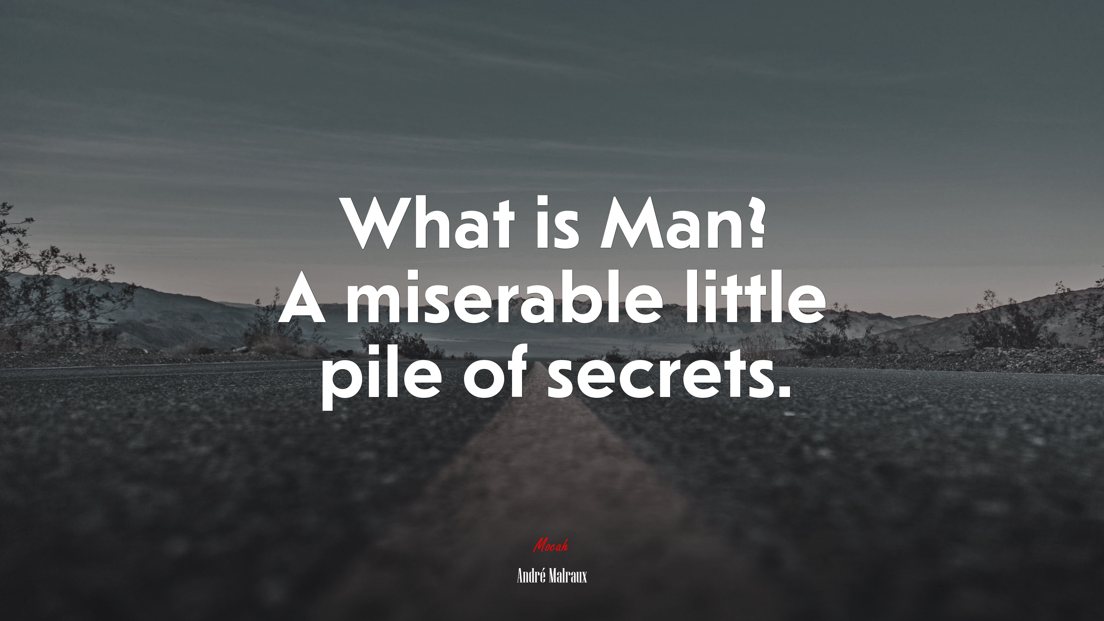 What is Man? A miserable little pile of secrets. | André Malraux quote HD Wallpaper