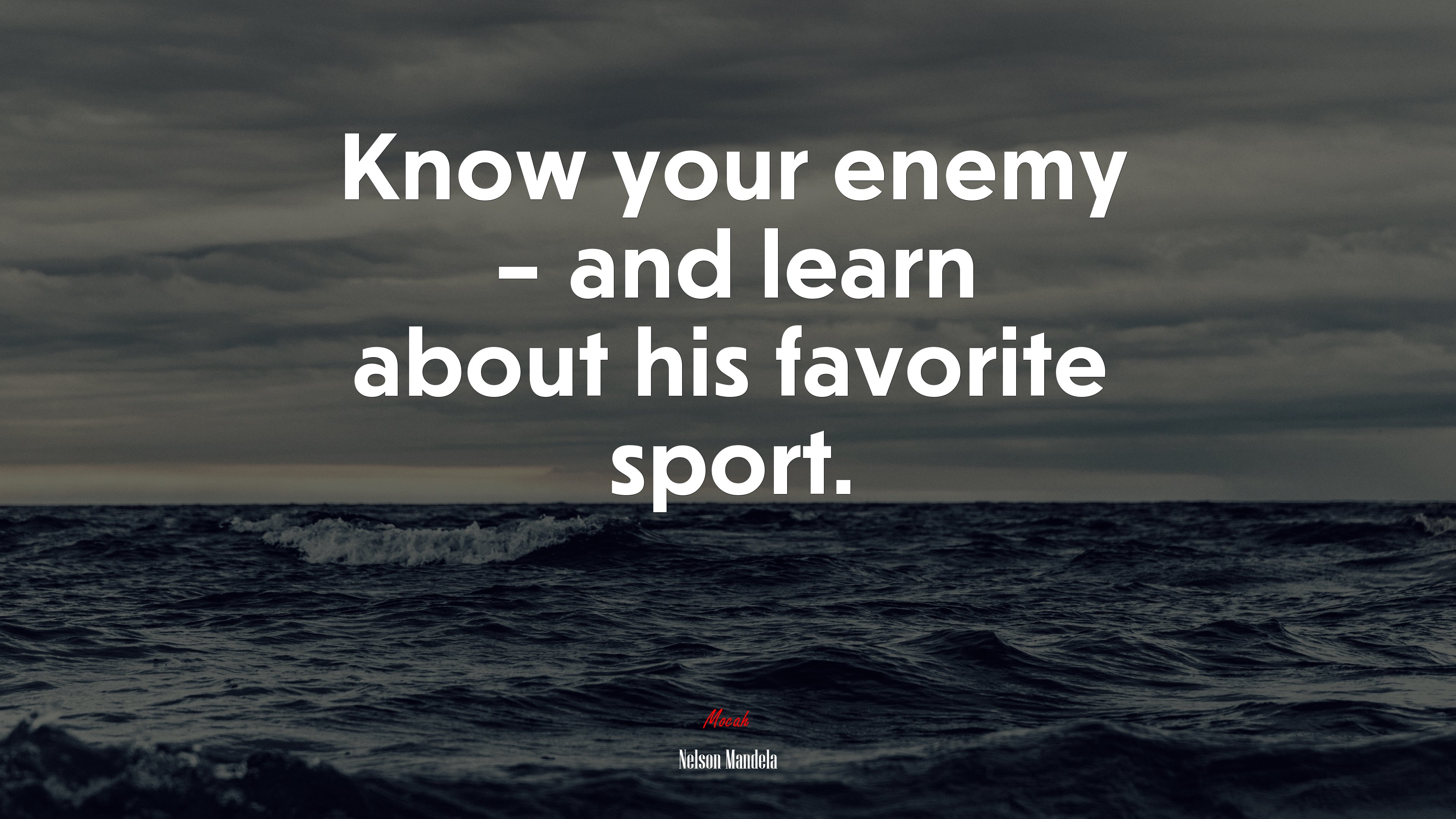 Know your enemy – and learn about his favorite sport. | Nelson Mandela quote HD Wallpaper
