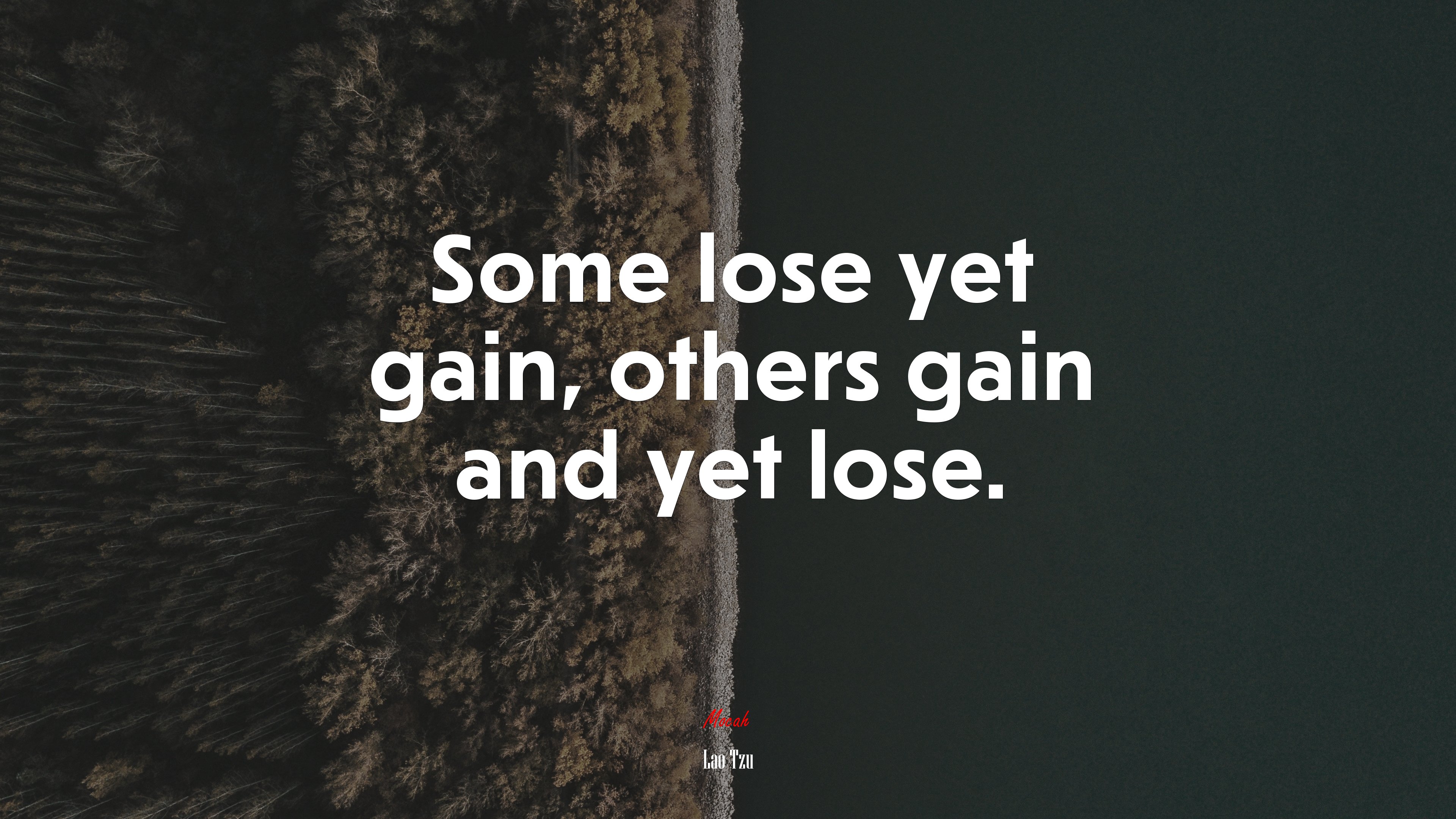 Some lose yet gain, others gain and yet lose. | Lao Tzu quote HD Wallpaper