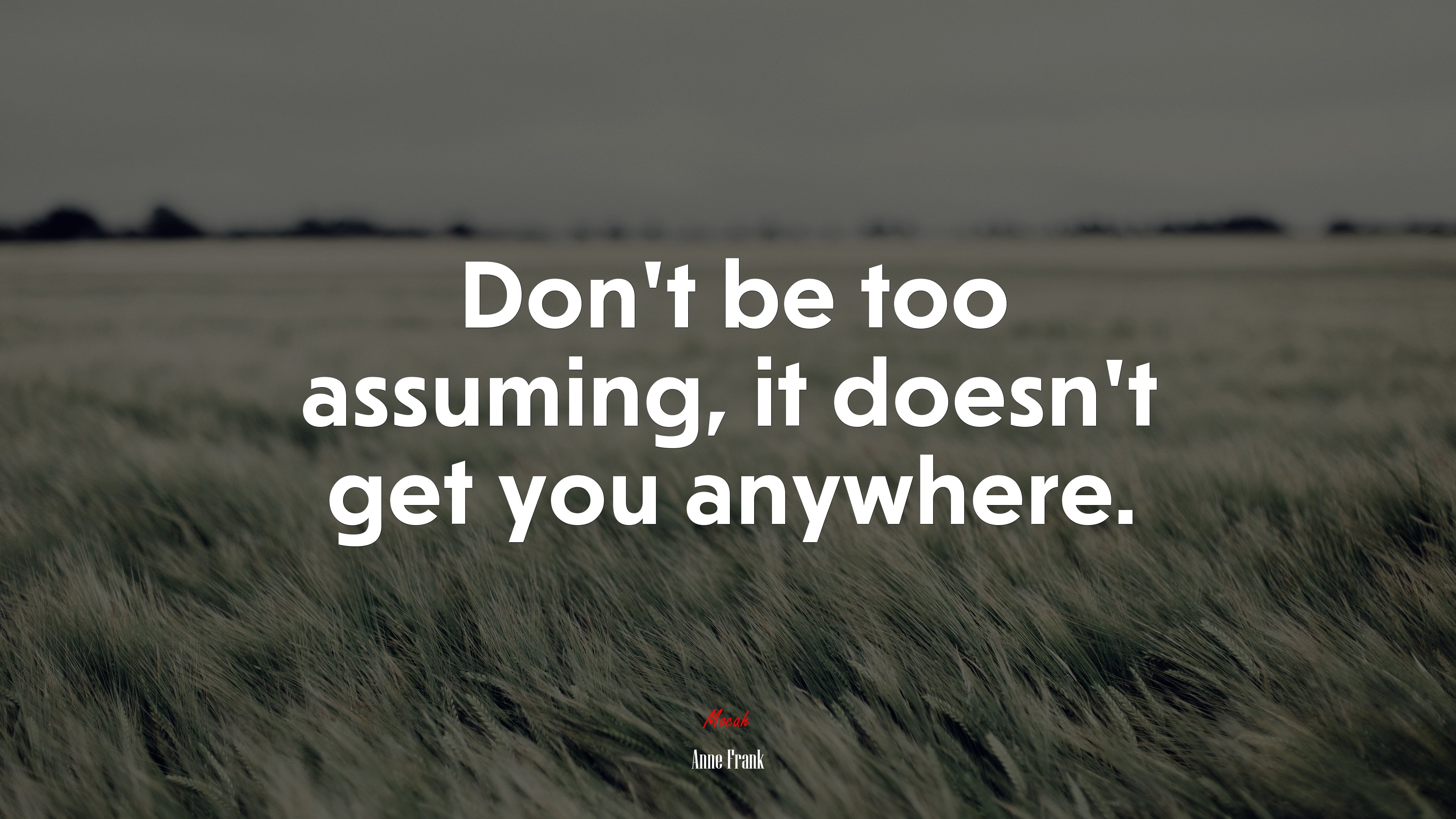 Don’t be too assuming, it doesn’t get you anywhere. | Anne Frank quote HD Wallpaper