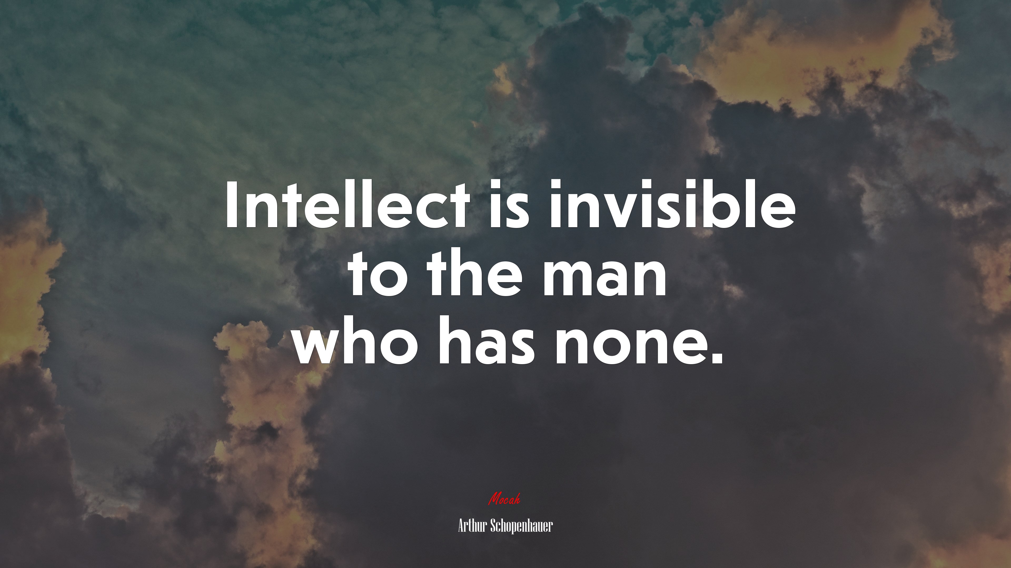 Intellect is invisible to the man who has none. | Arthur Schopenhauer quote HD Wallpaper