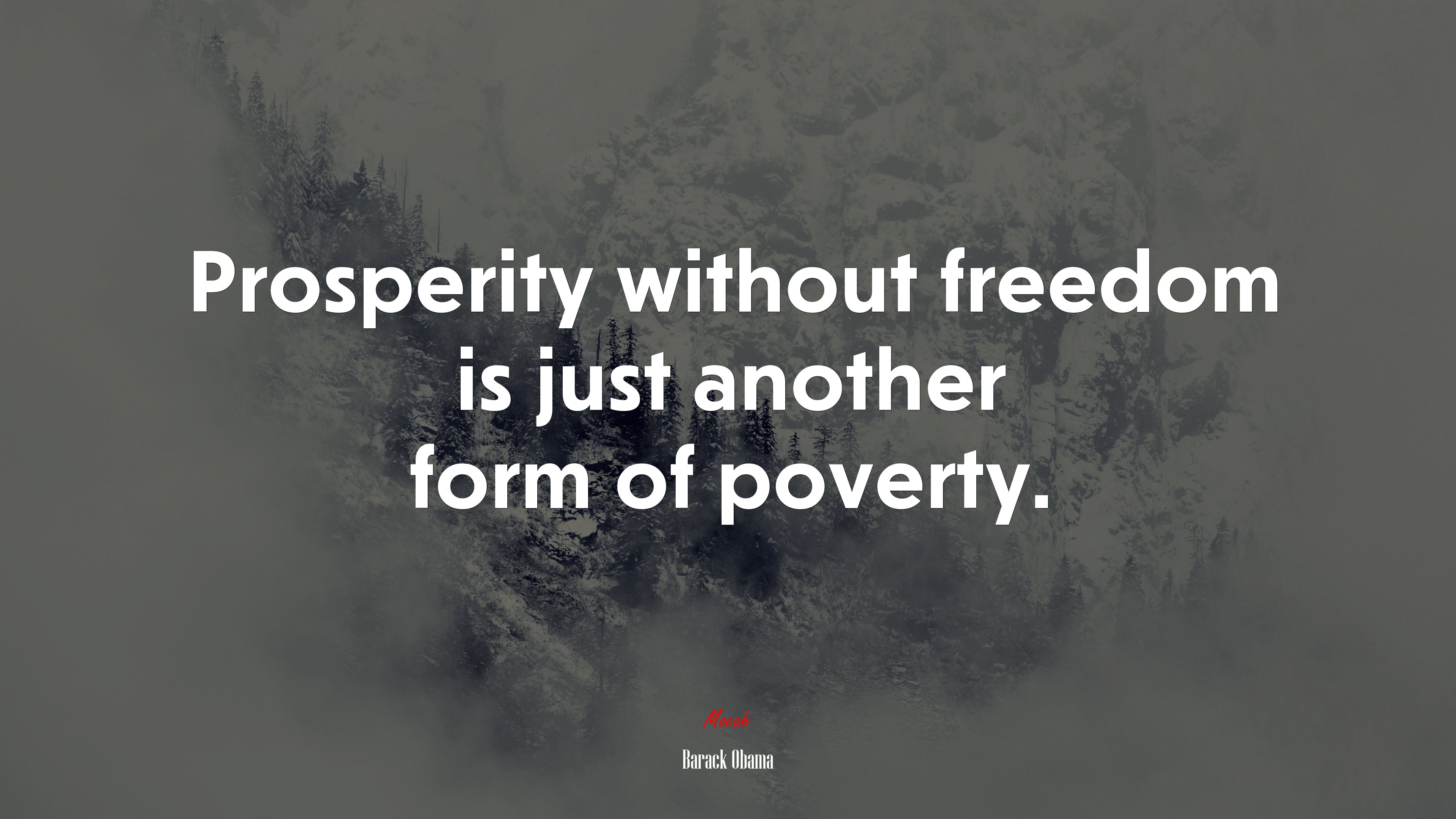 Prosperity without freedom is just another form of poverty. | Barack Obama quote HD Wallpaper