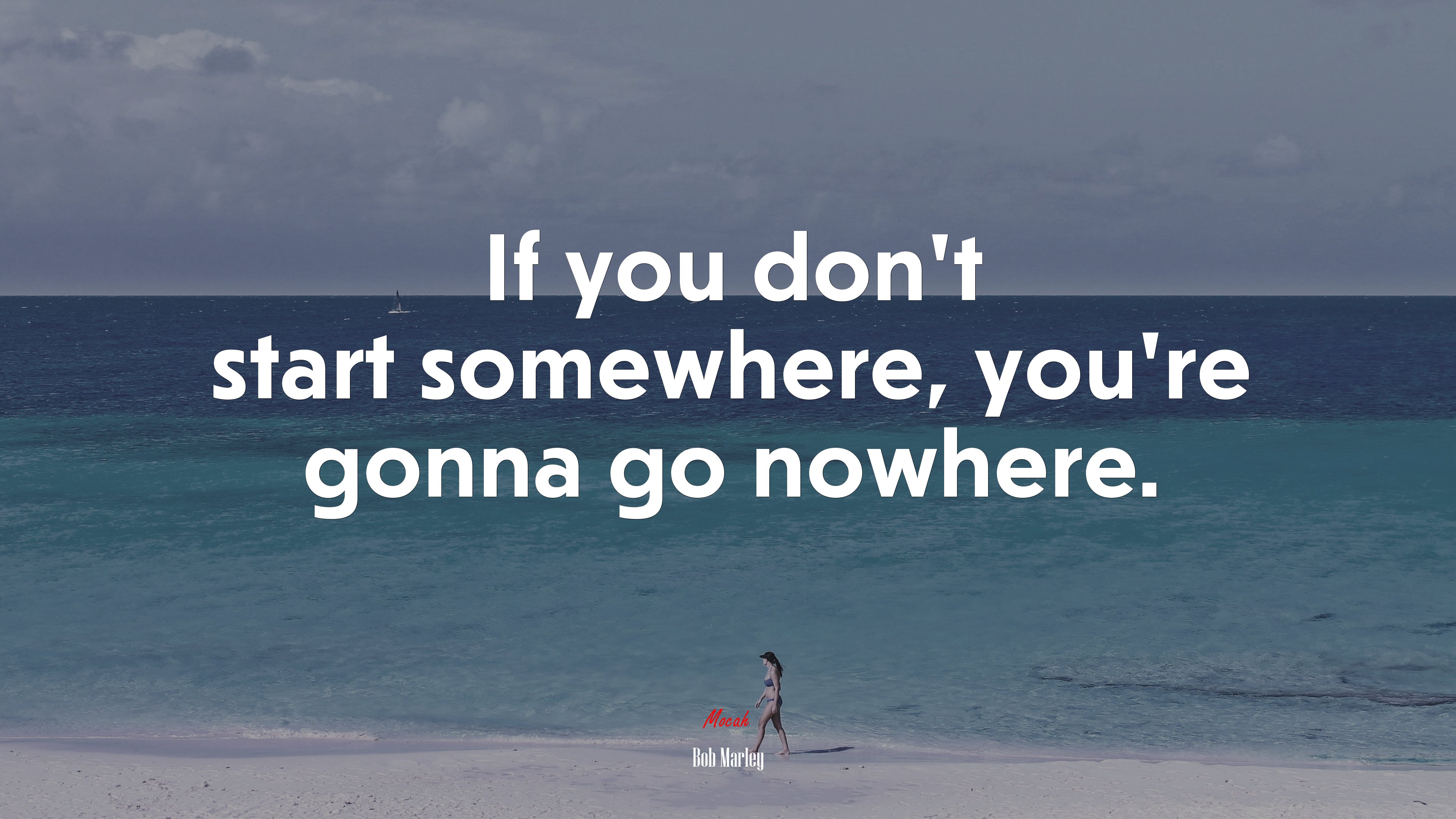 If you don’t start somewhere, you’re gonna go nowhere. | Bob Marley quote HD Wallpaper